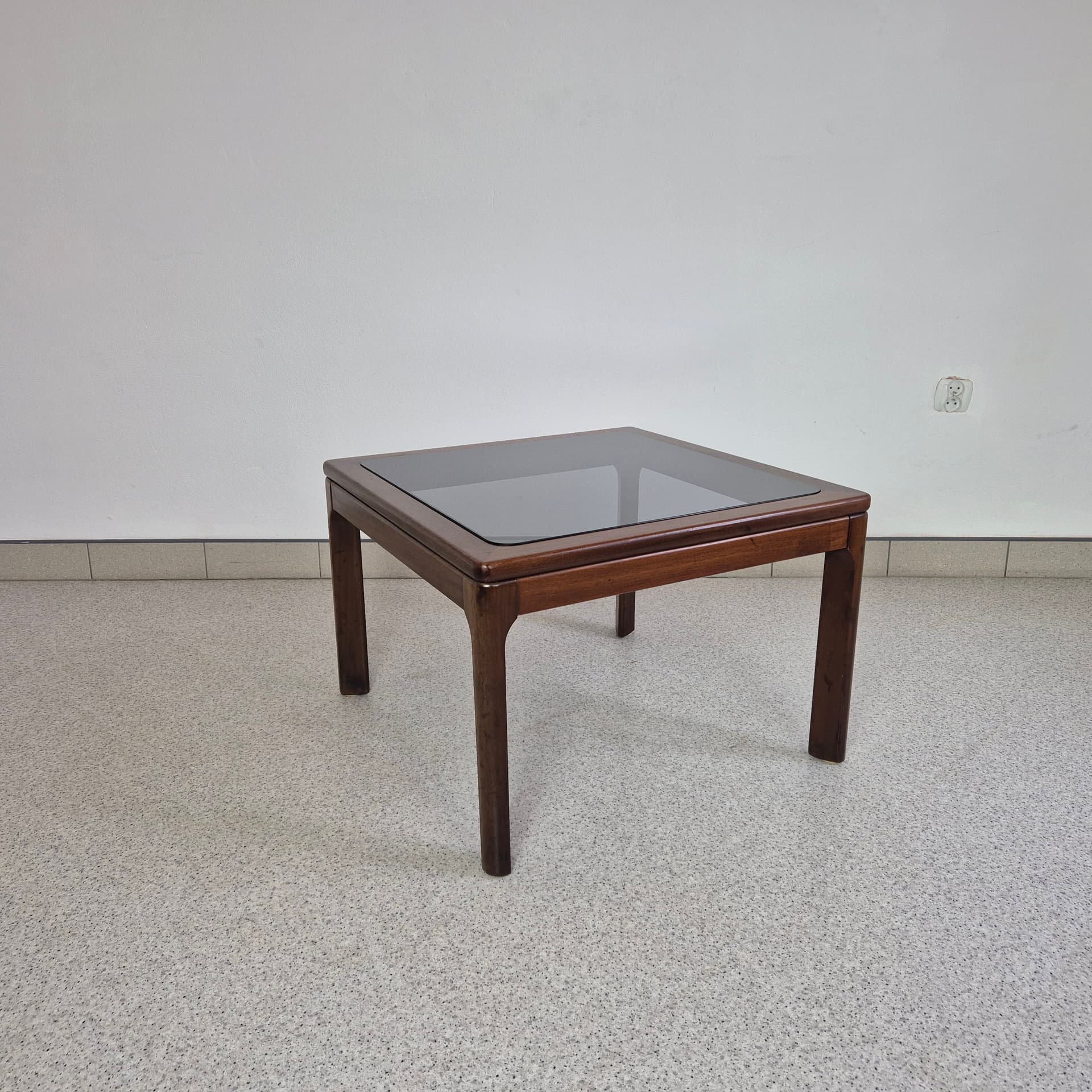 Stolik kawowy, palisander brązowy, szkło, Dania, lata 60. - 240041