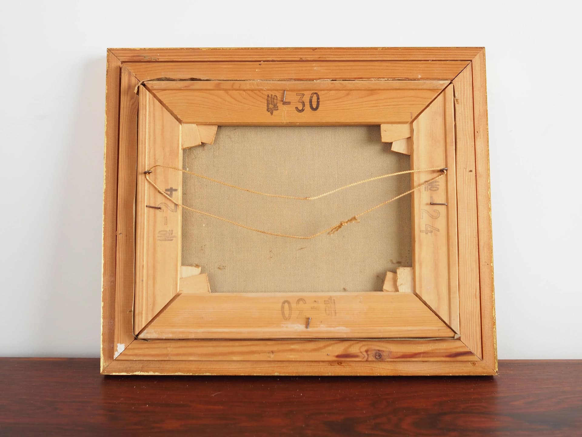 Painting Farm under Willows, Scandinavian design, brown, oil on canvas, wood, Scandinavia, 1960s. - 17236