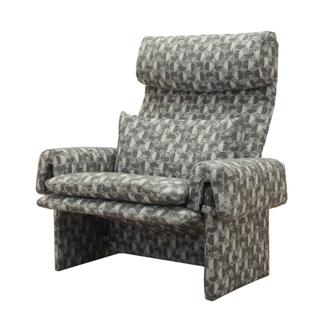 Fotel wypoczynkowy, szary, tkanina, proj. G. Offredi, Saporiti, Włochy, lata 70. - WYMIARY