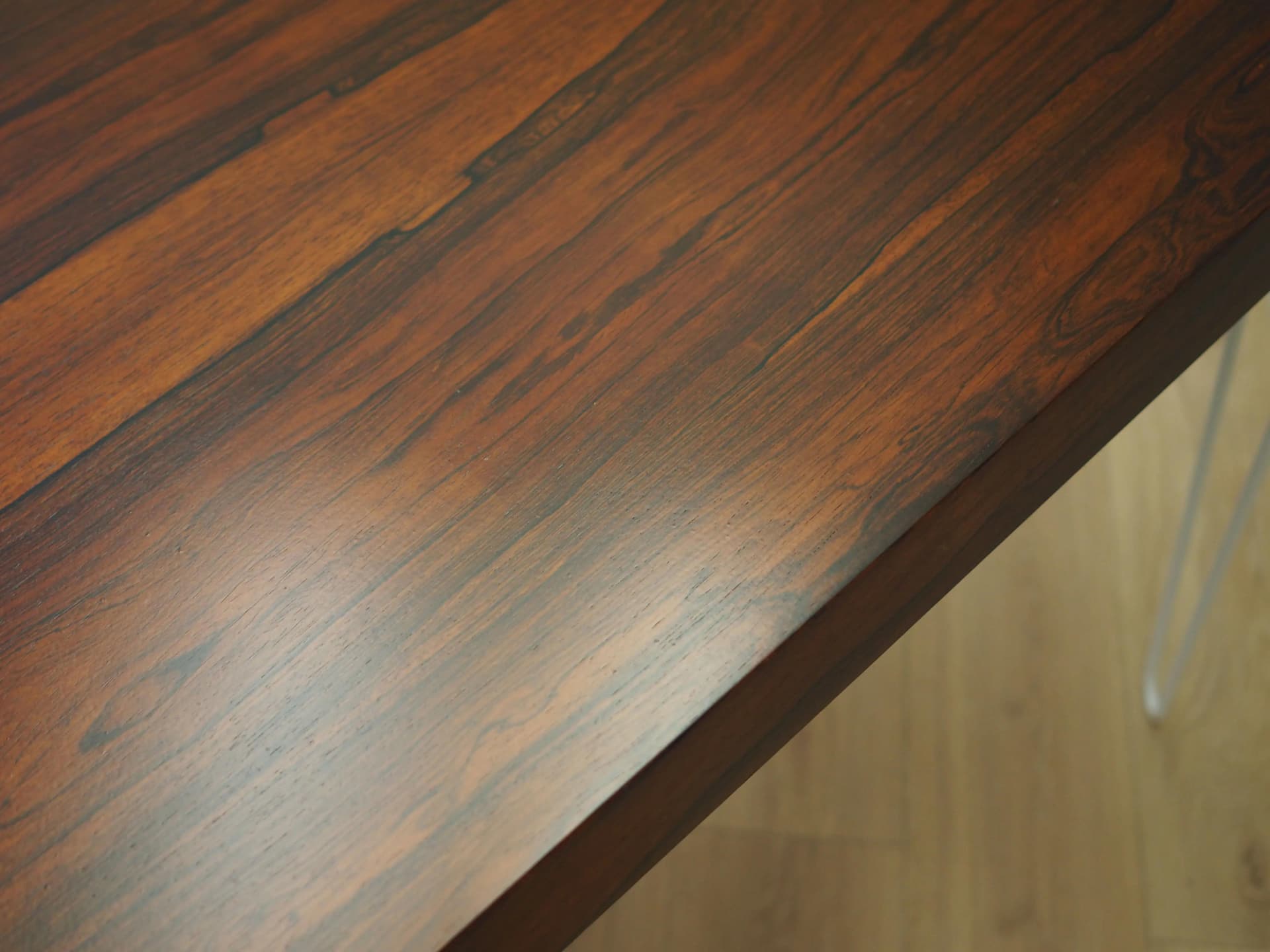 Desk, dark brown rosewood, white metal, Denmark, 1970s - 17224