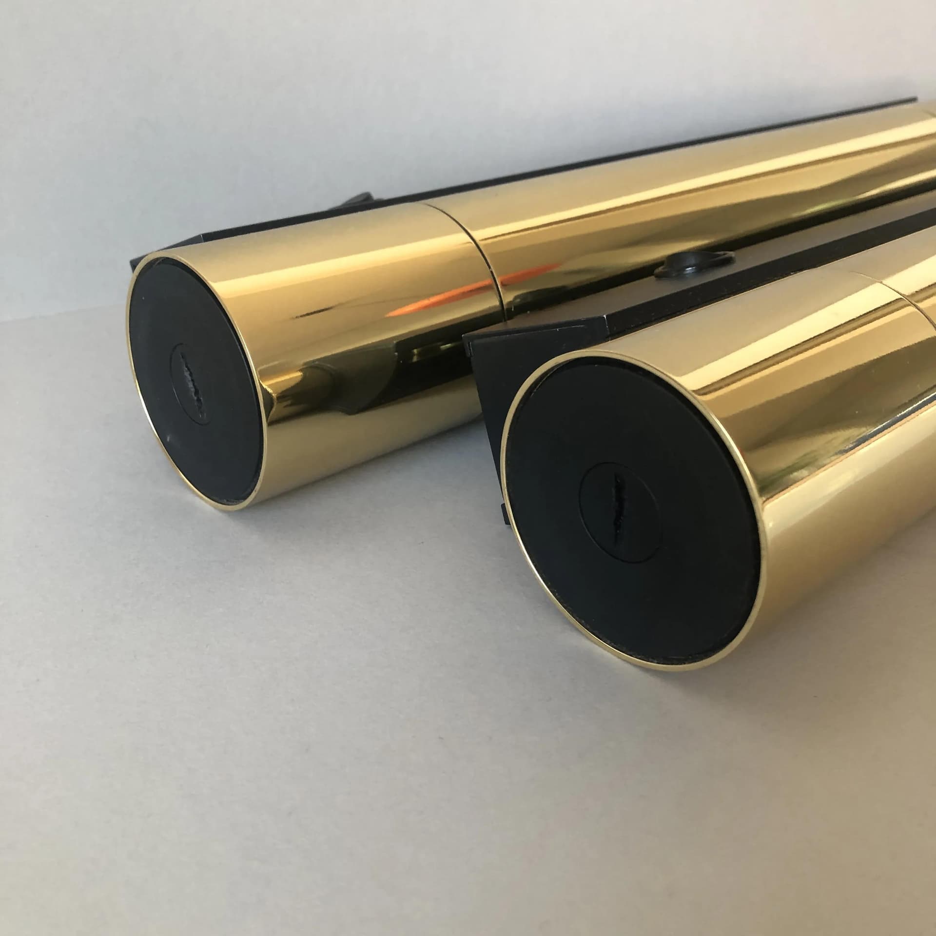 Pair of wall sconces 7134, golden brass, opaline glass, Glashutte Limburg, Germany, 1980s. - 17602