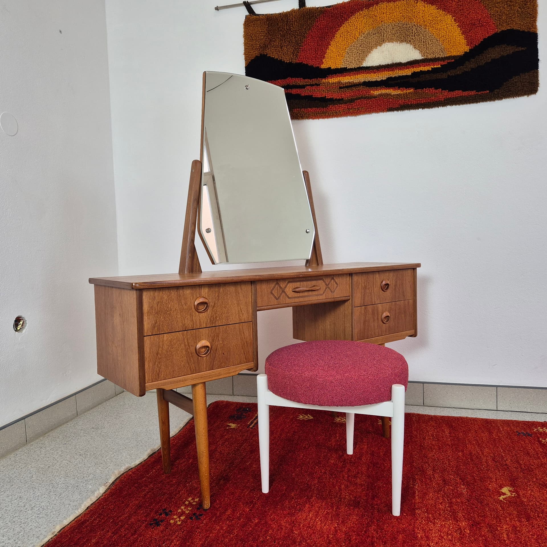 Toaletka, teak brązowy, Norwegia, lata 60. - 241153