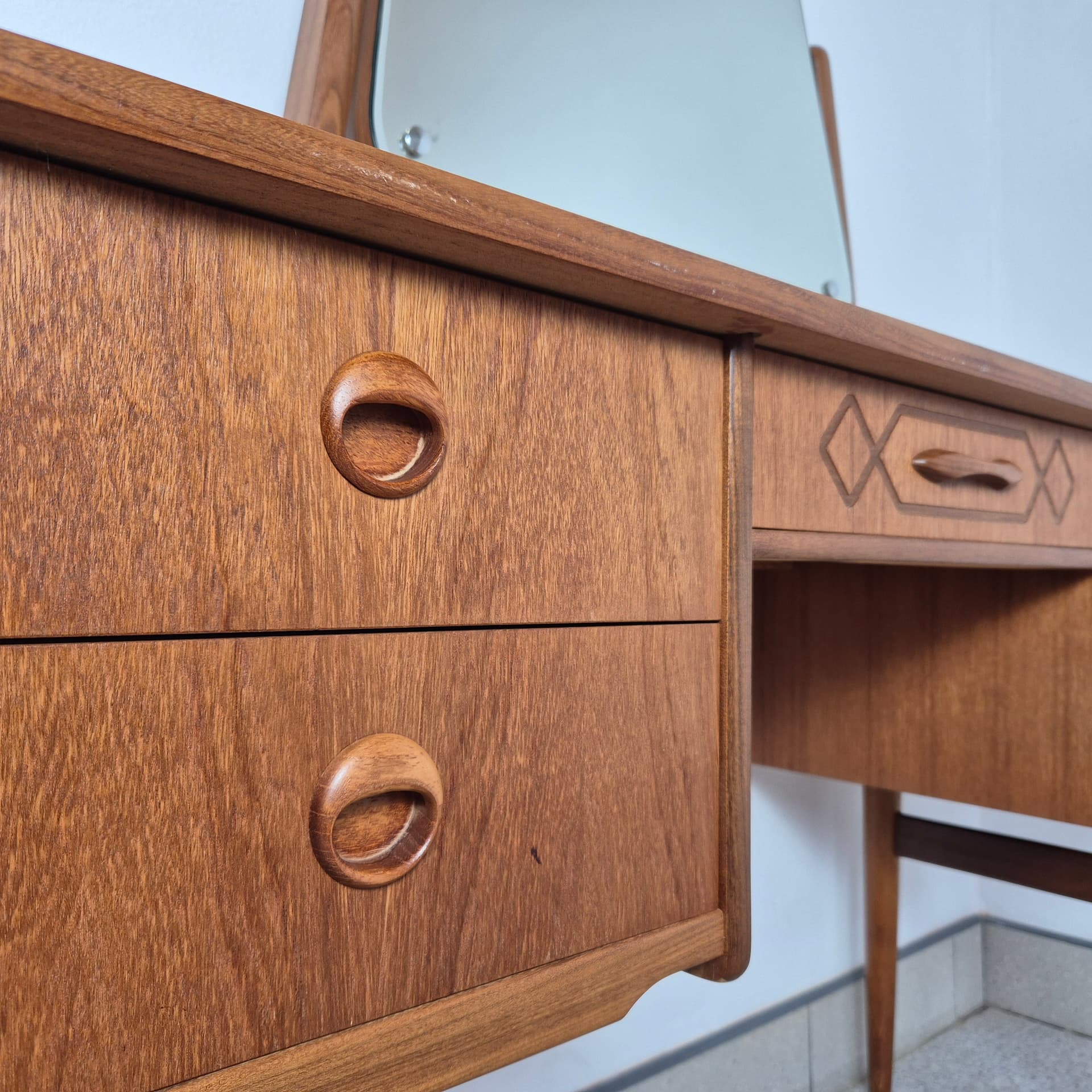 Toaletka, teak brązowy, Norwegia, lata 60. - 241150