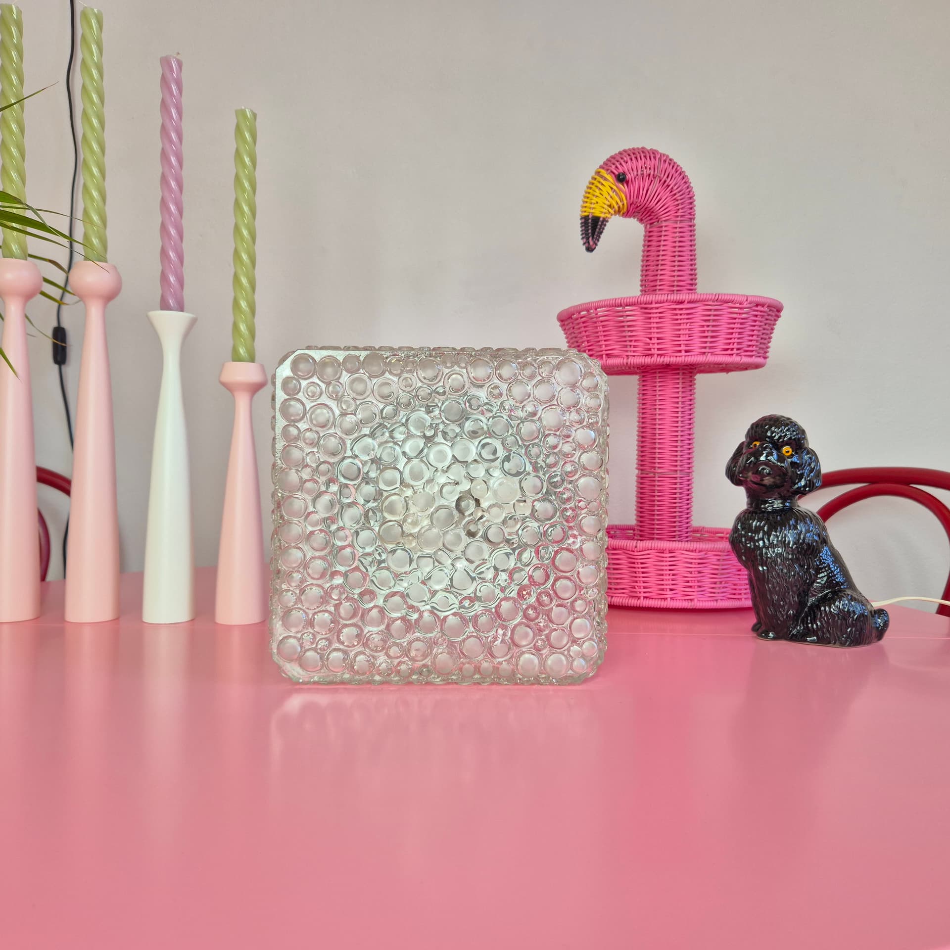 Plafon lub kinkiet, szkło transparent, Hustadt Leuchten, Niemcy, lata 60. - 241161