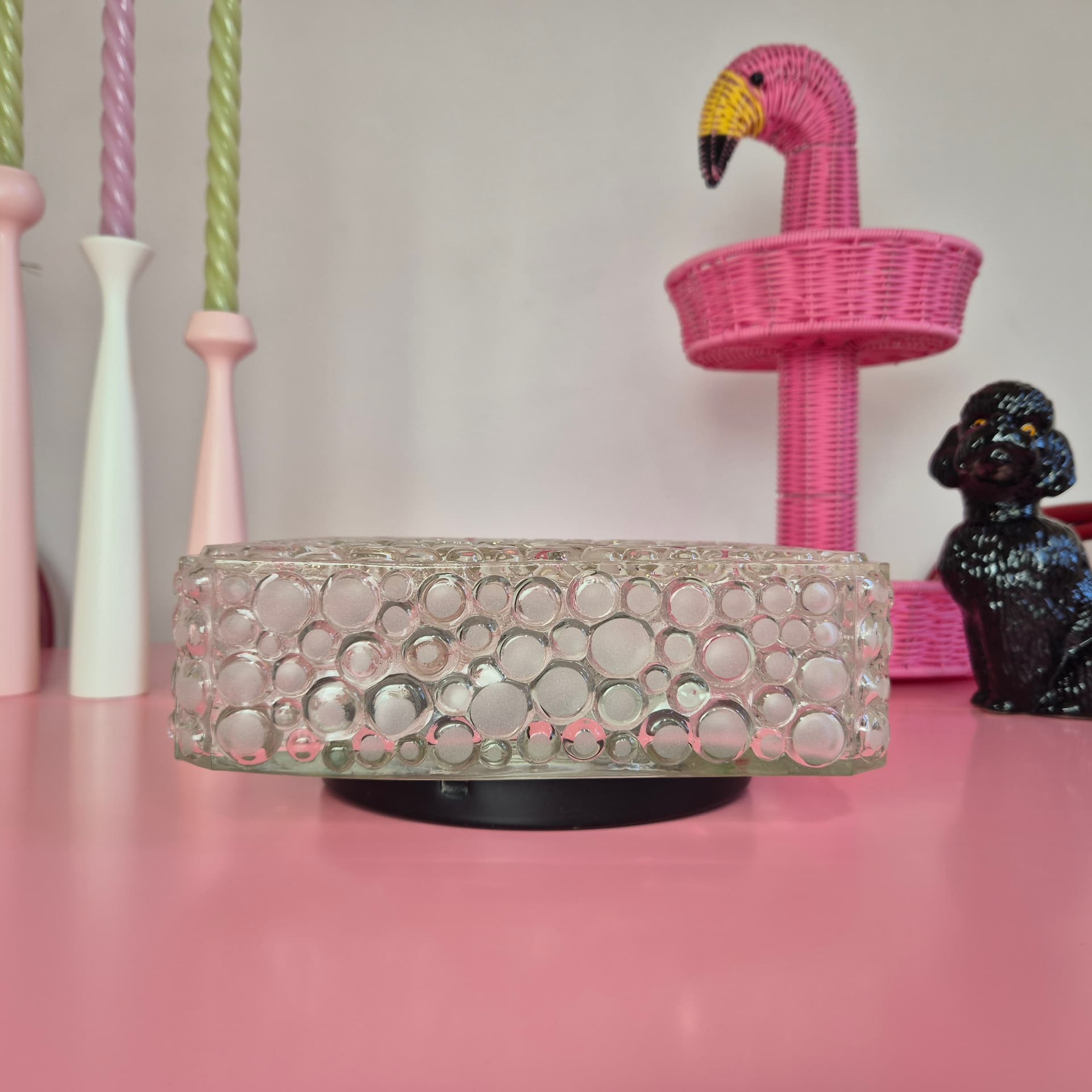 Plafon lub kinkiet, szkło transparent, Hustadt Leuchten, Niemcy, lata 60. - 241163