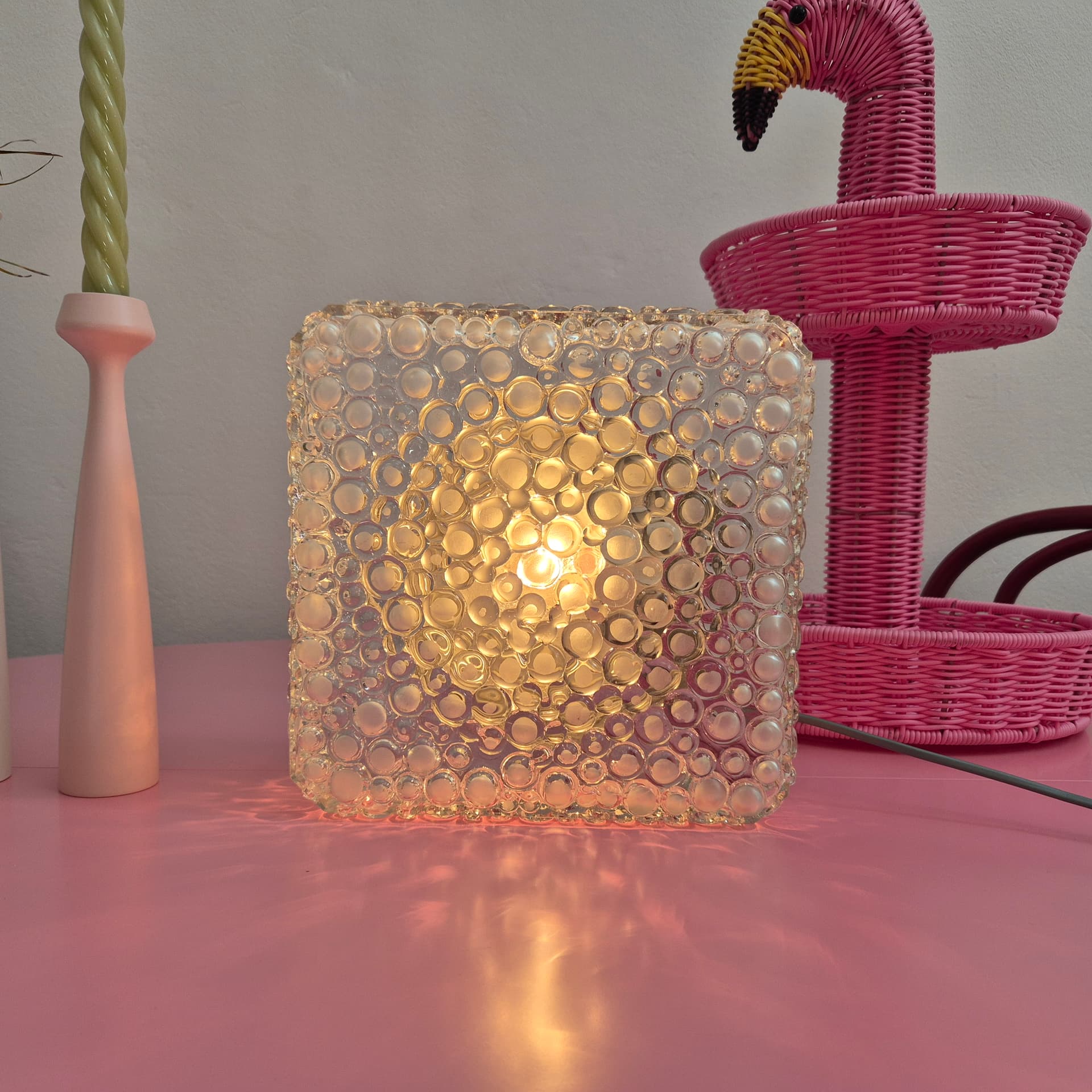 Plafon lub kinkiet, szkło transparent, Hustadt Leuchten, Niemcy, lata 60. - 241170