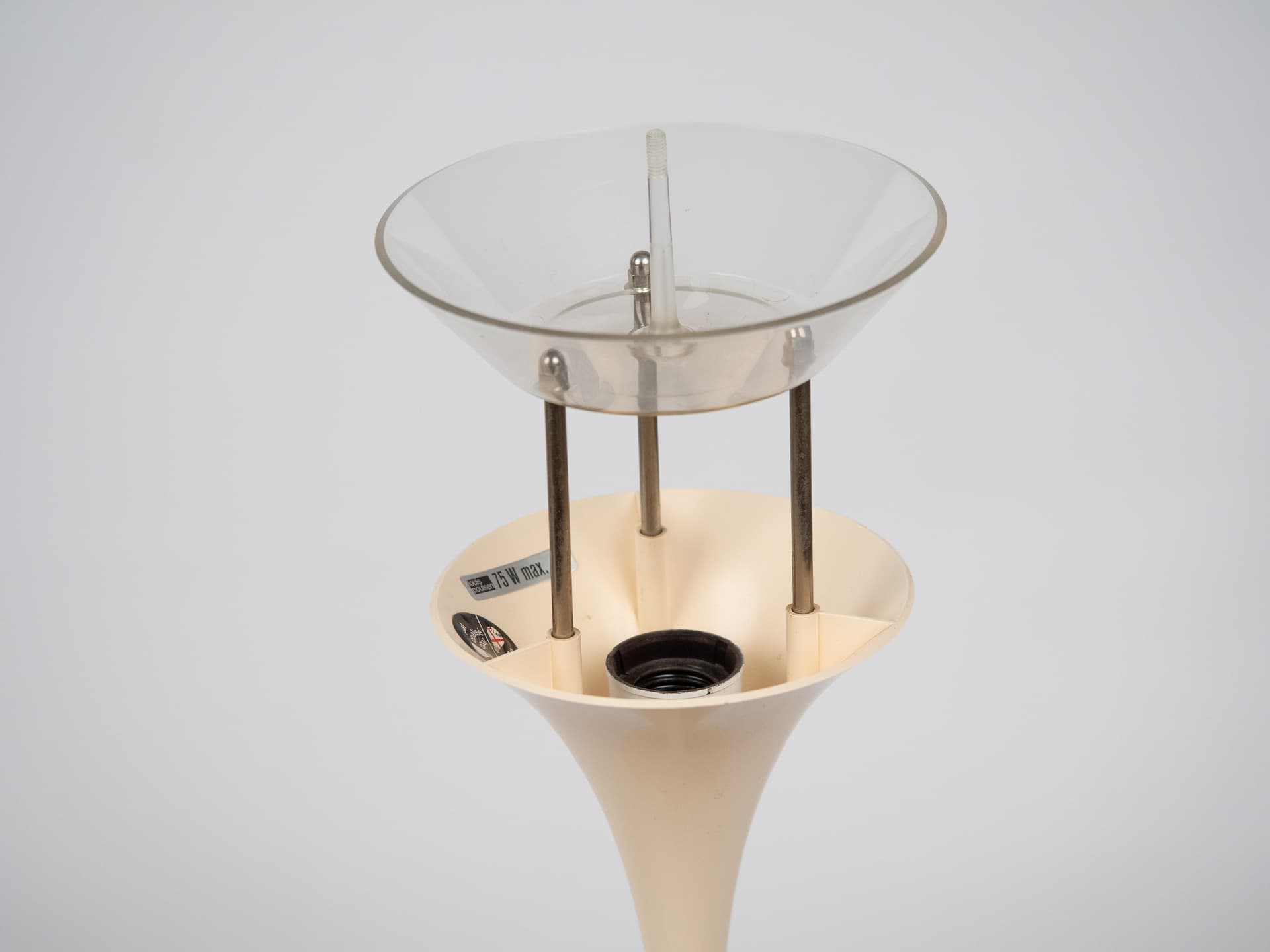 Lampa stołowa Panthella, plastik biały, plastik beżowy, proj. V. Panton, Louis Poulsen, Dania, lata 70. - 241406