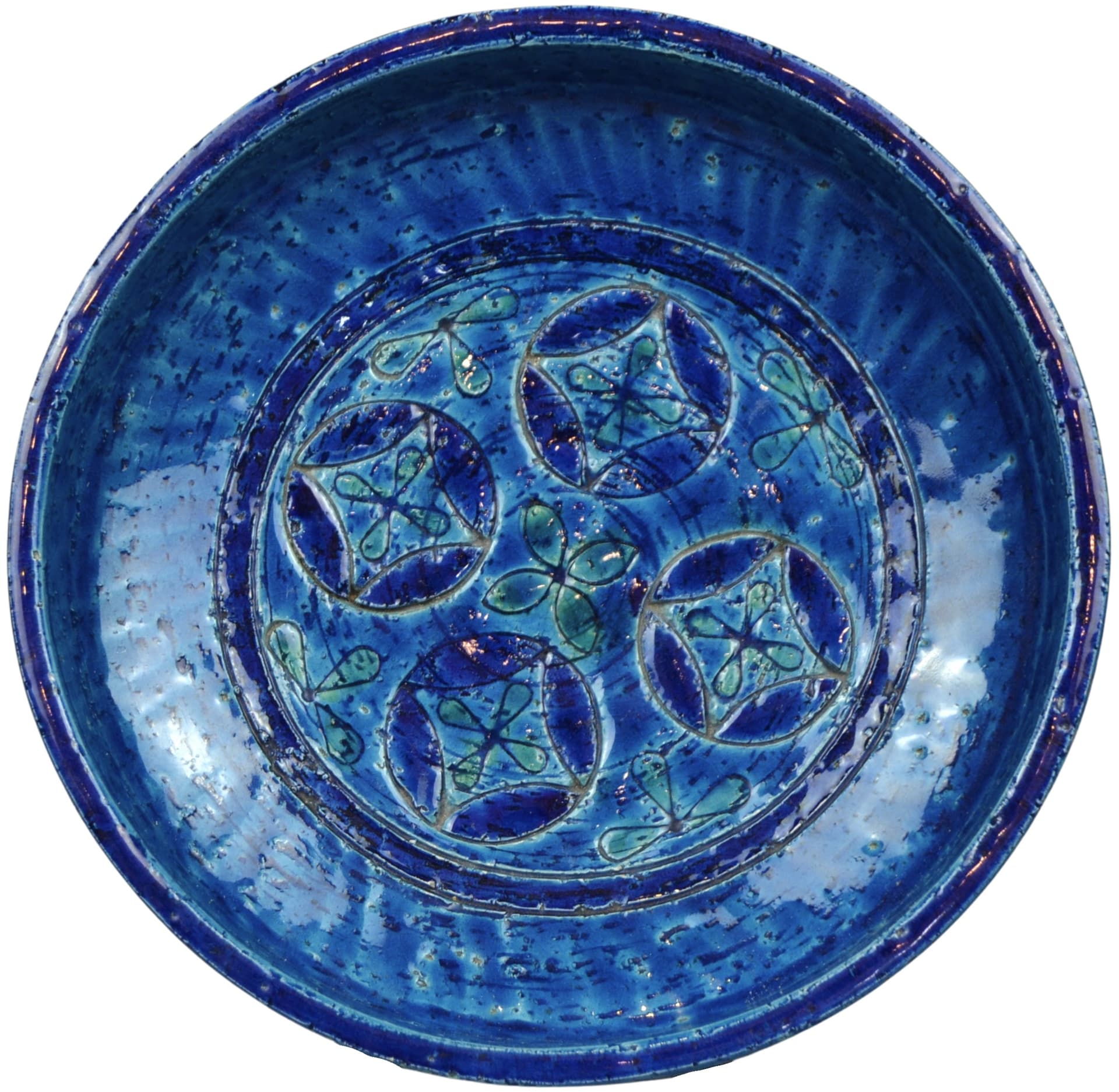 Miska Rimini Blu, ceramika niebieska, proj. A. Londi, Bitossi, Włochy, lata 60.