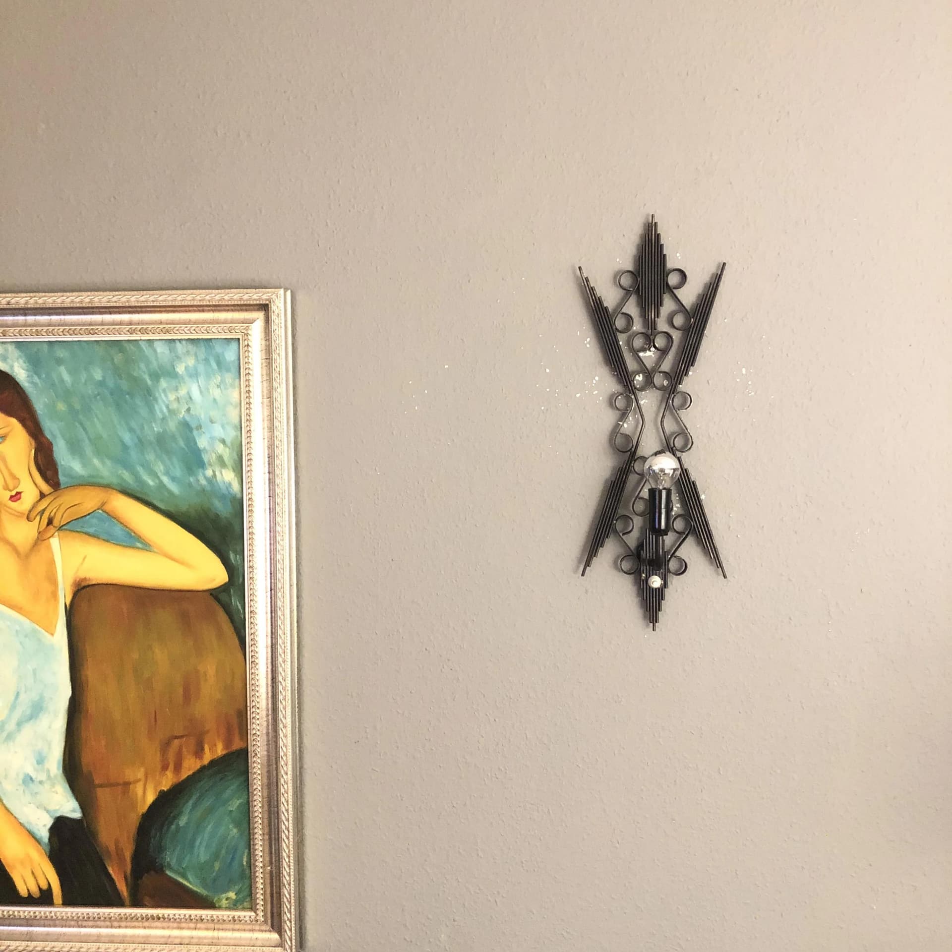 Brutalist wall sconce, black metal, Germany, 1960s - 17834