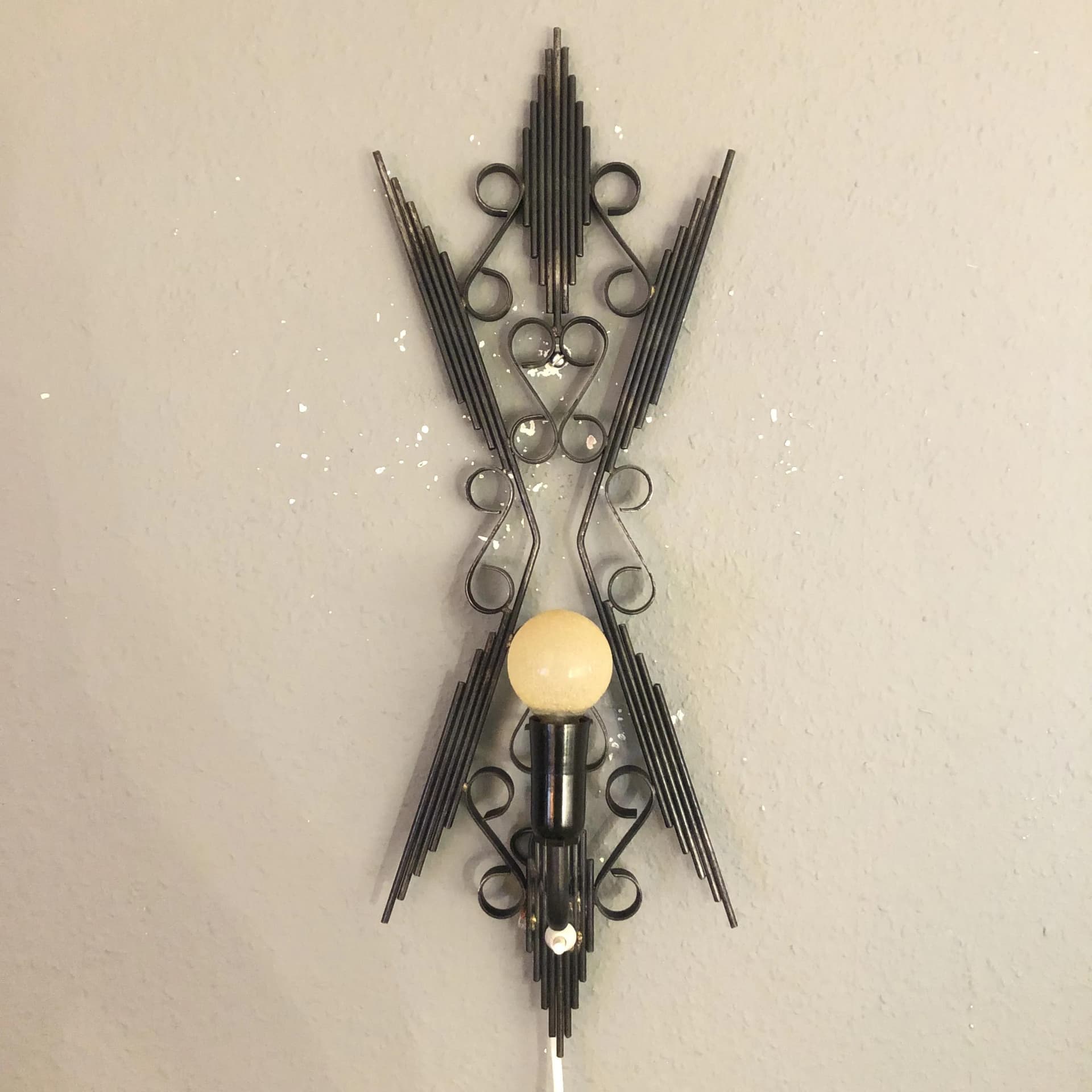 Brutalist wall sconce, black metal, Germany, 1960s - 17831