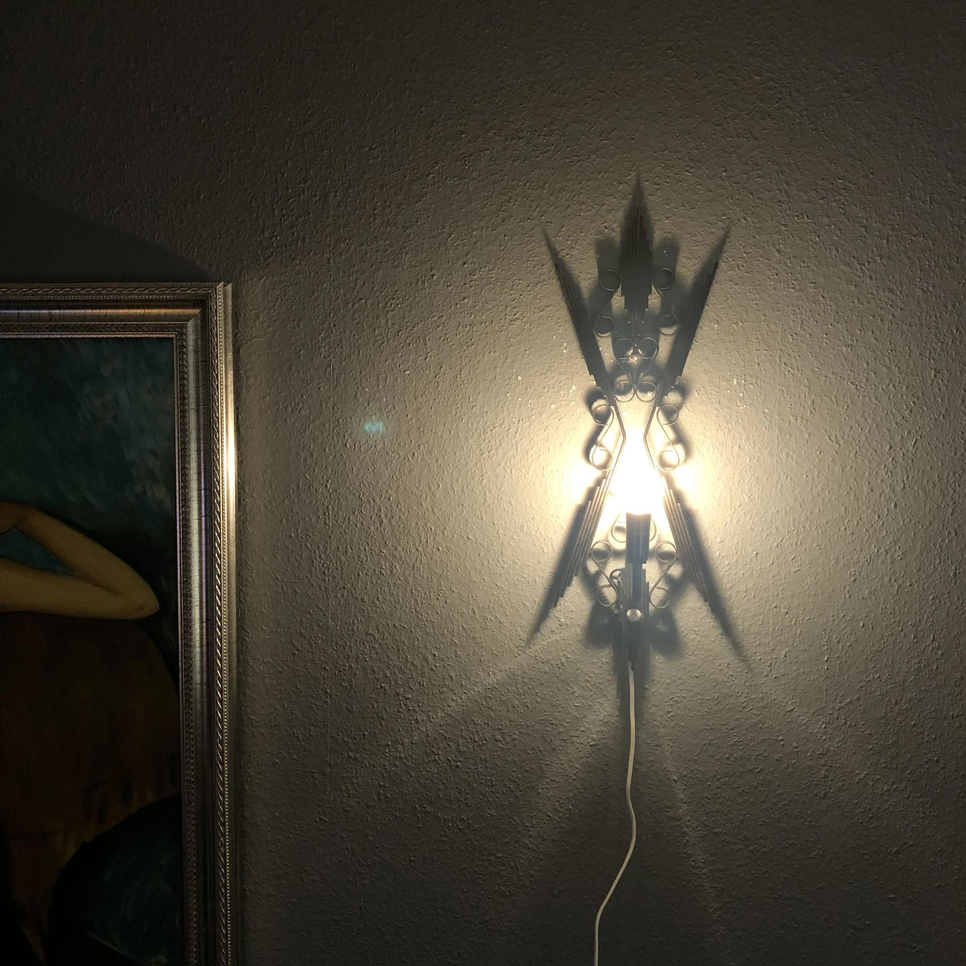 Brutalist wall sconce, black metal, Germany, 1960s - 17836