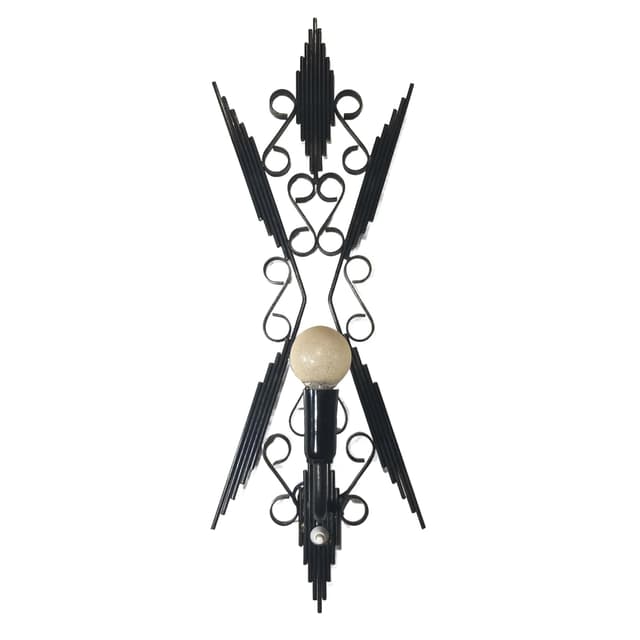 Brutalist wall sconce, black metal, Germany, 1960s - DIMENSION