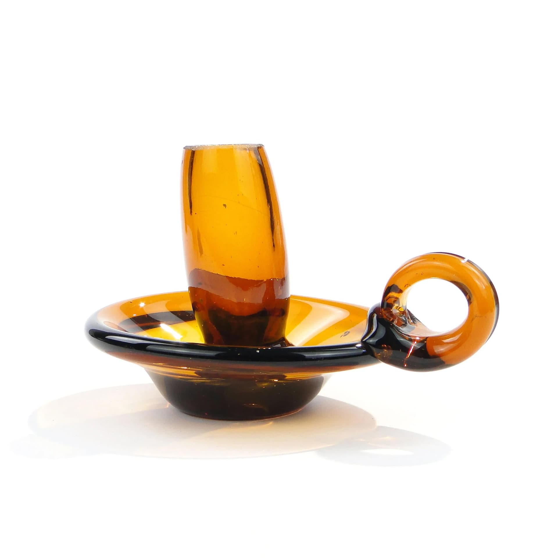 Candlestick, brown glass, by T. Szymański, Poland, 1960s - 17947