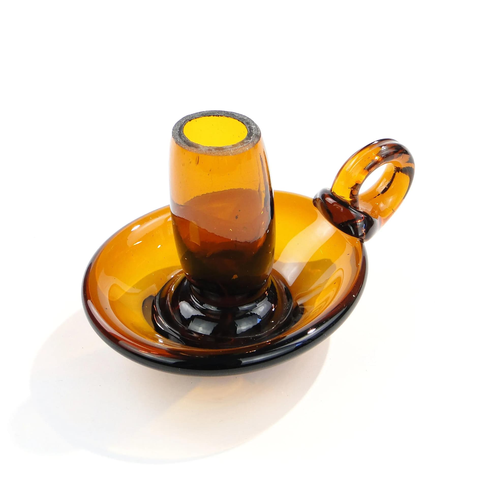 Candlestick, brown glass, by T. Szymański, Poland, 1960s - 17949