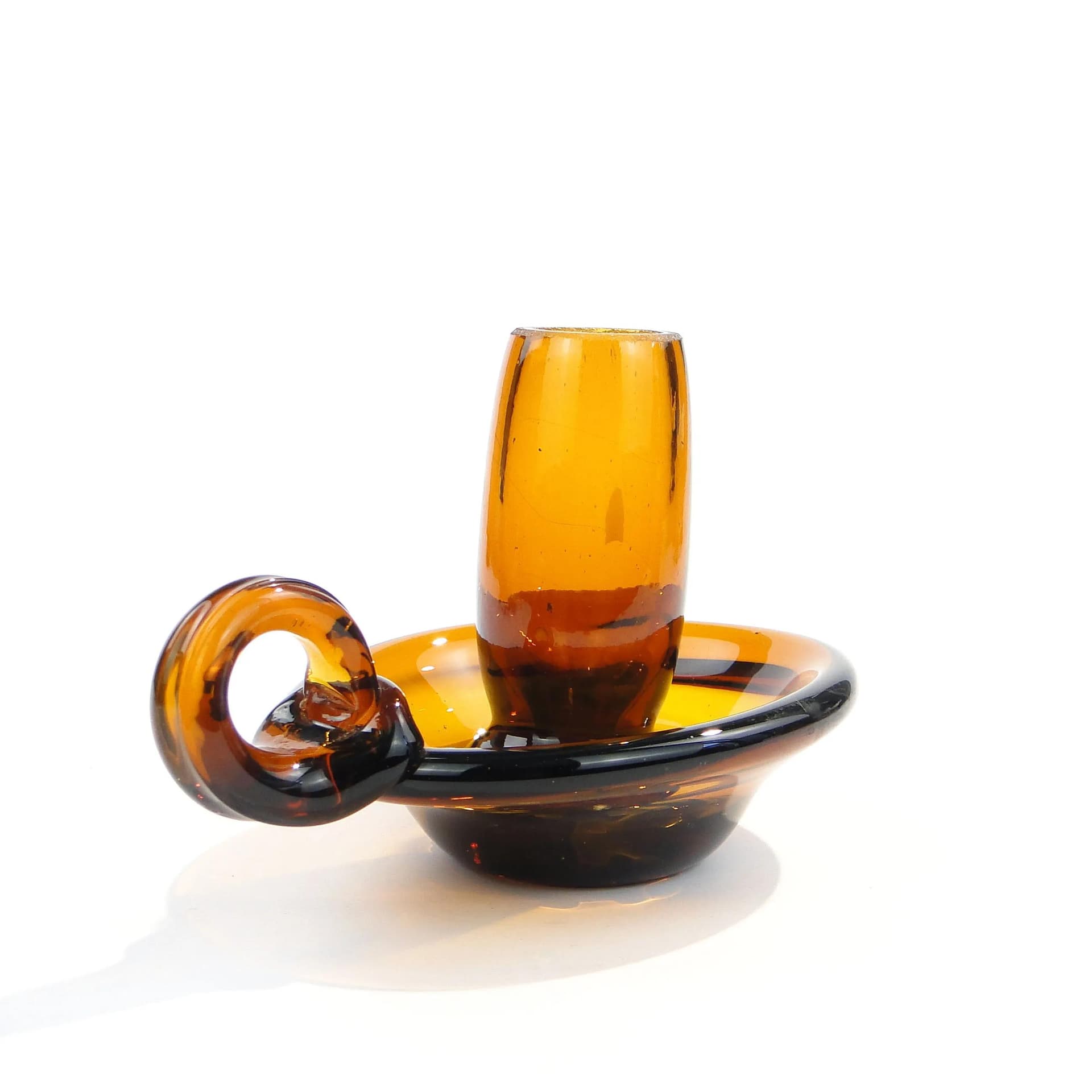 Candlestick, brown glass, by T. Szymański, Poland, 1960s - 17946