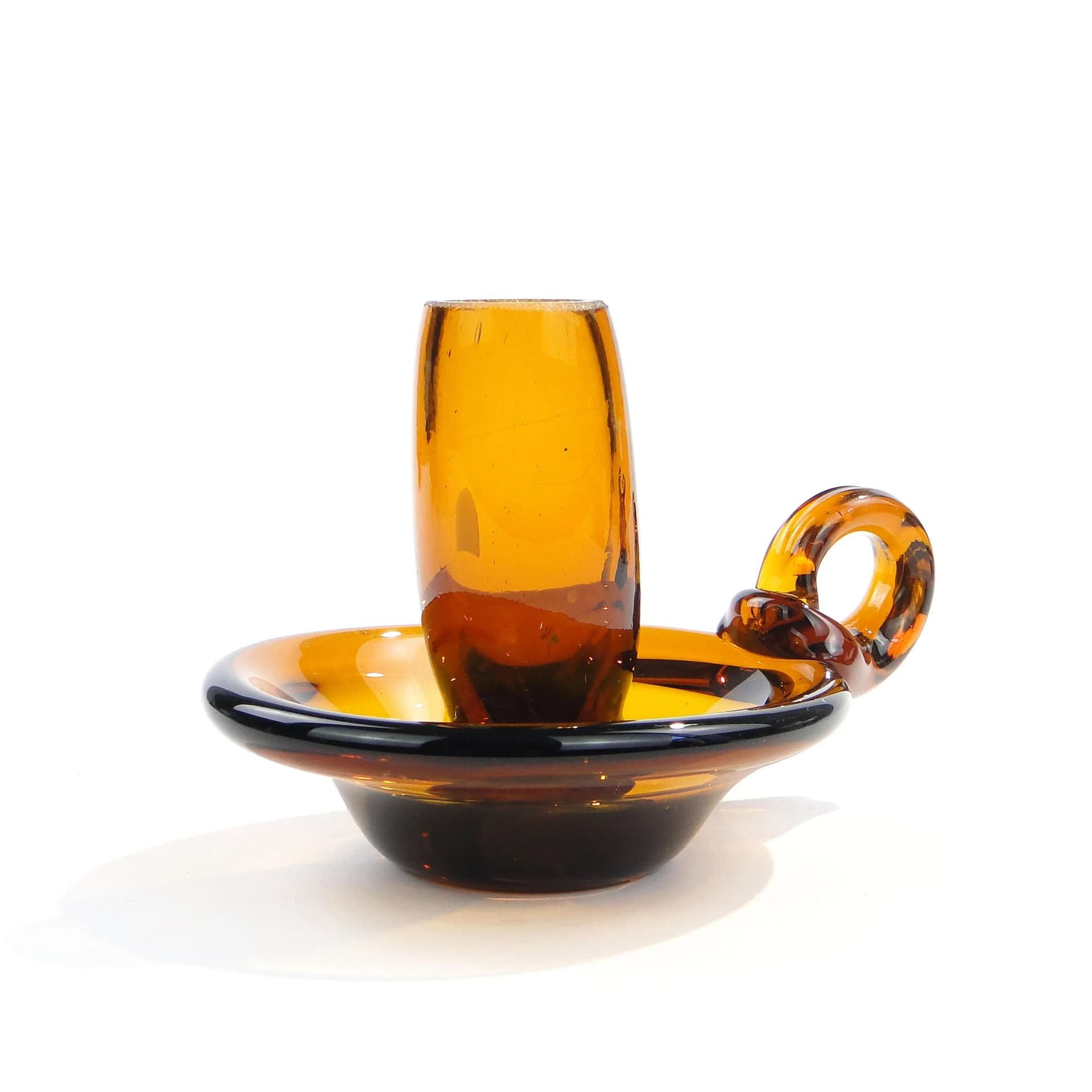 Candlestick, brown glass, by T. Szymański, Poland, 1960s - 17948