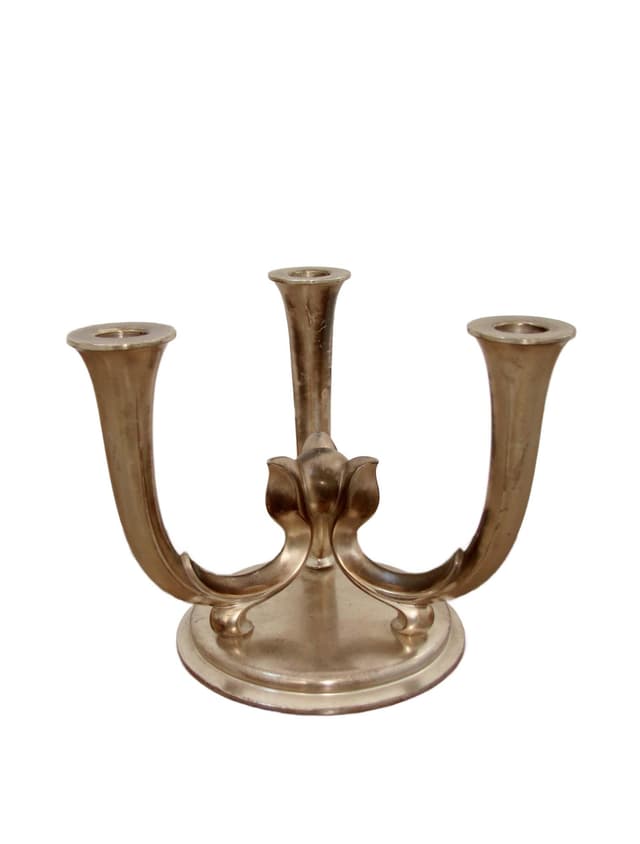 Świecznik Art Deco, srebrny, mosiądz srebrzony, WMF, Niemcy, lata 40. - WYMIARY