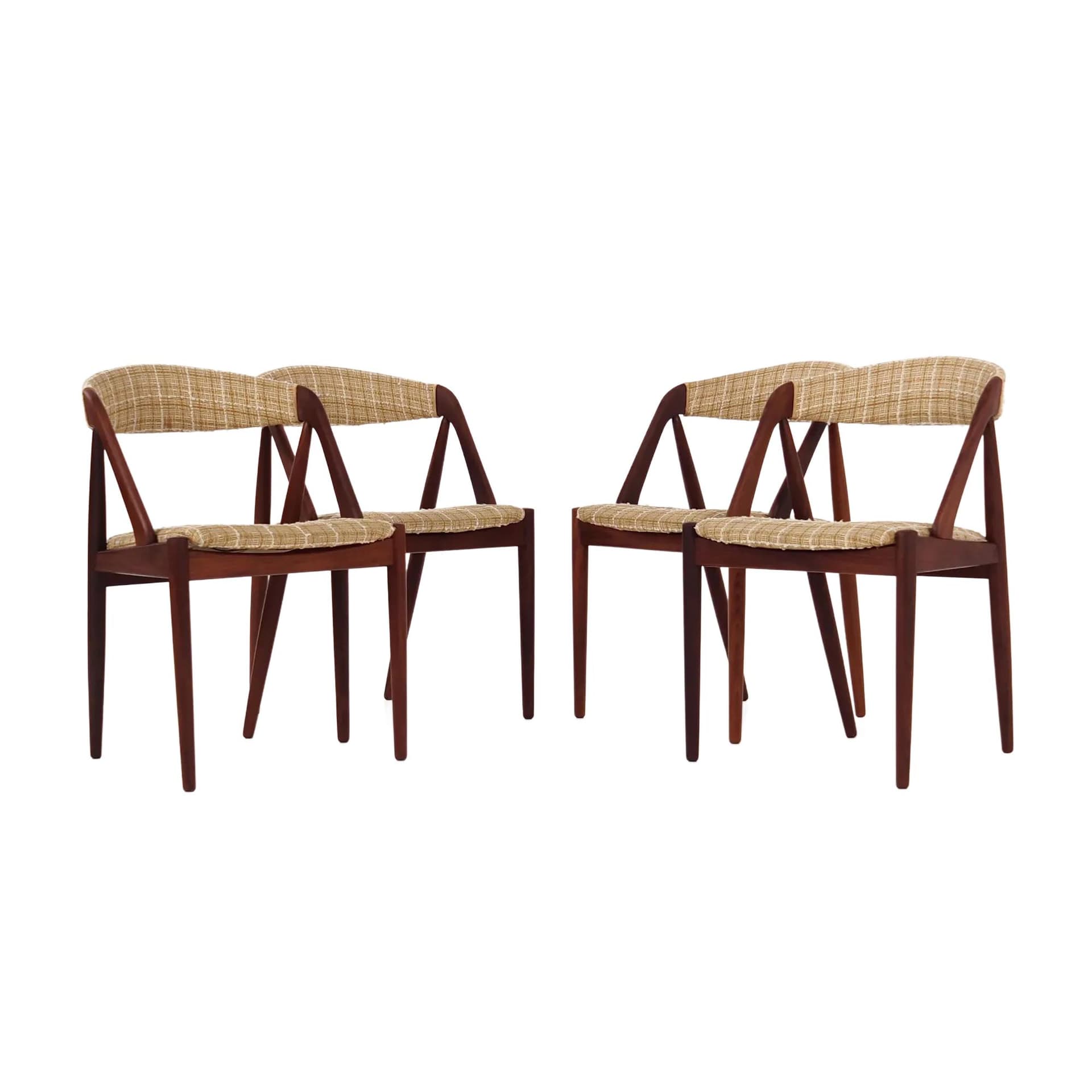 Set of four chairs Model 31, dark teak, by K. Kristiansen, Denmark, 1970s.