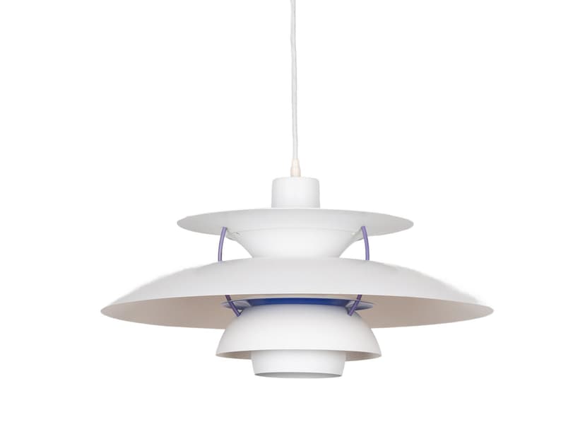 Lampa wisząca PH 5, biały, metal, proj. P. Henningsen, Louis Poulsen, Dania, lata 80.