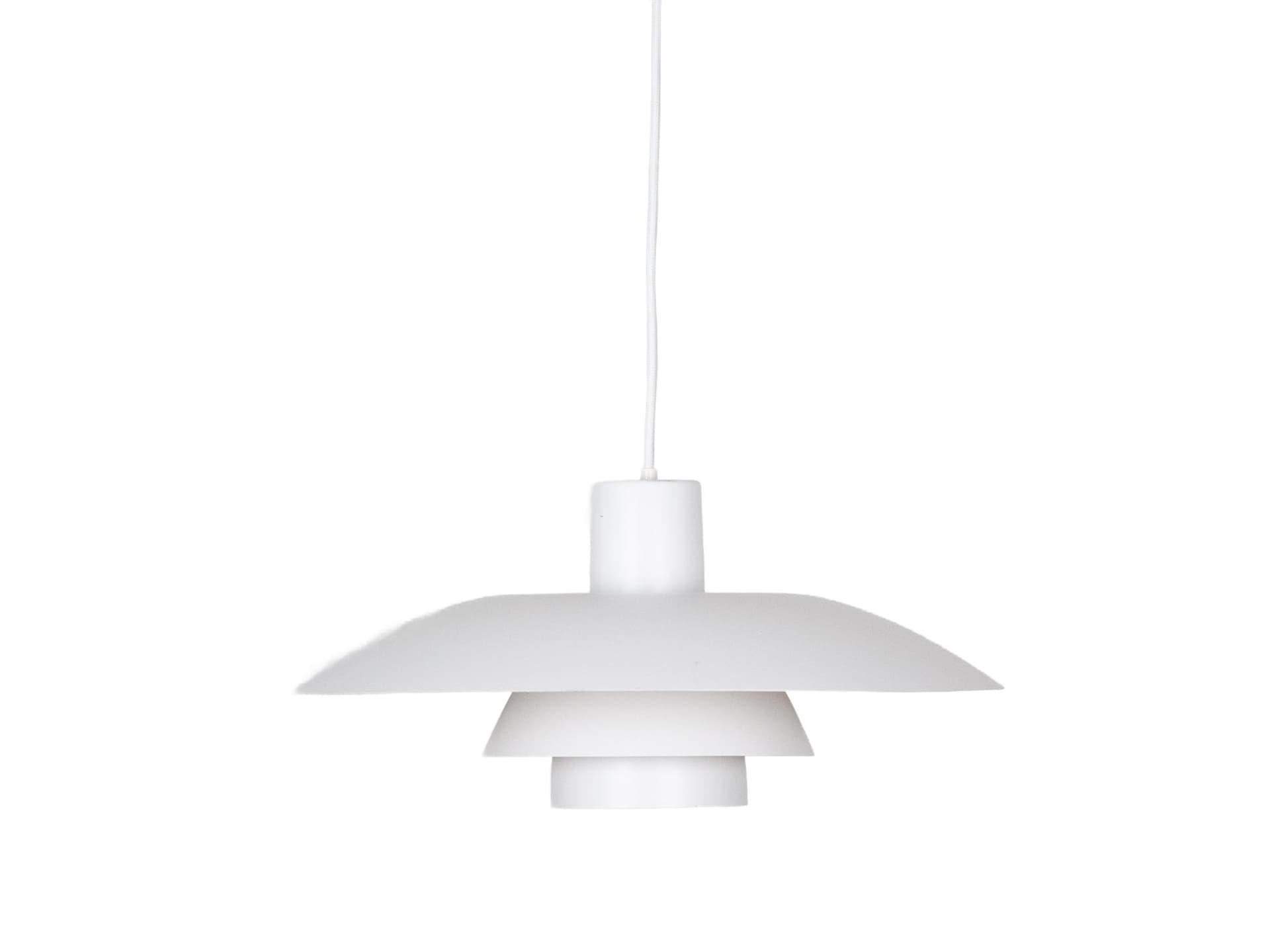 Lampa wisząca PH 4/3, biały, aluminium, proj. P. Henningsen, Louis Poulsen, Dania, lata 90.