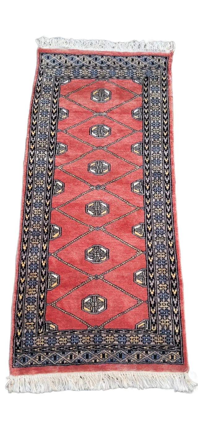 Dywan Buchara 140x60 cm, czerwony, wełna, Pakistan - WYMIARY