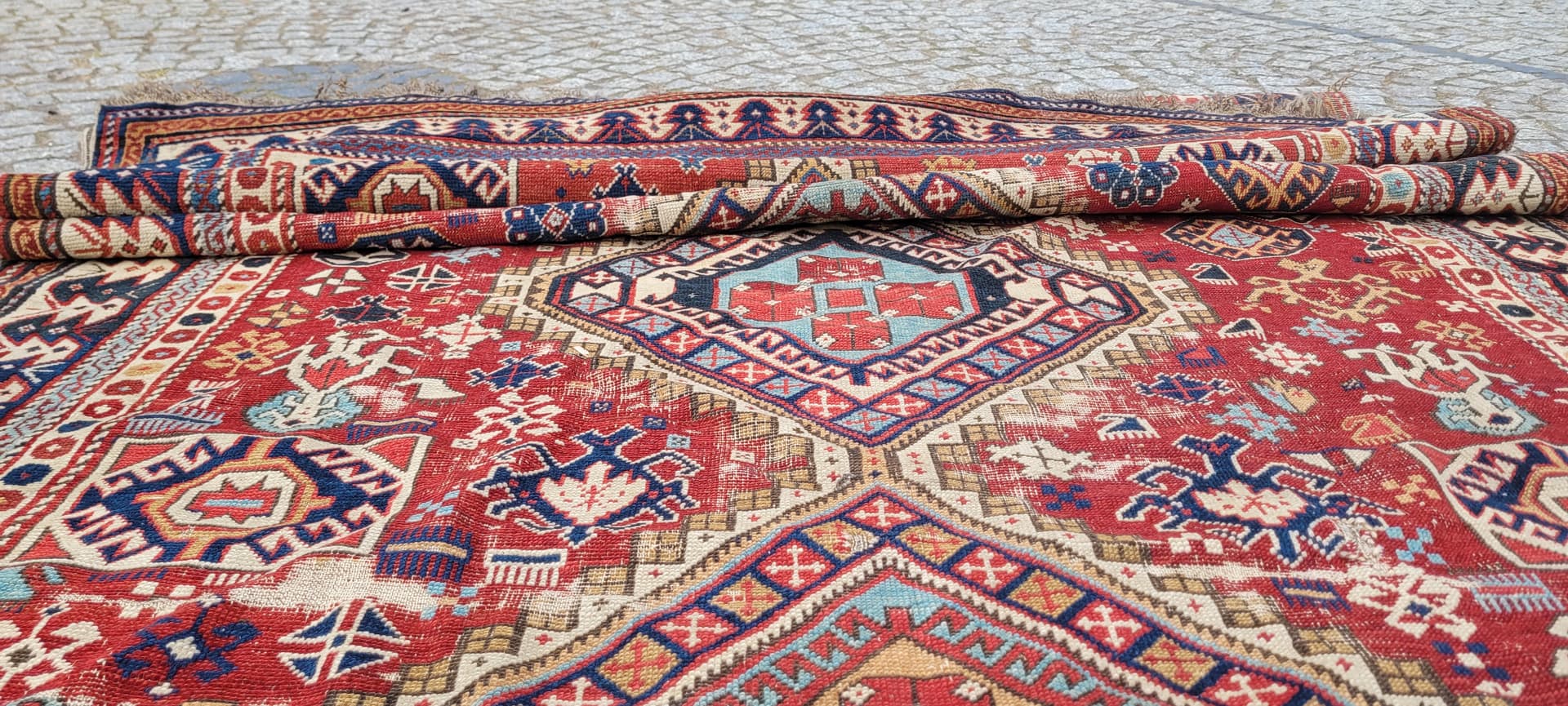 Dywan Kazak 160x310 cm, multikolor, wełna, Azerbejdżan, XIX w. - 242852