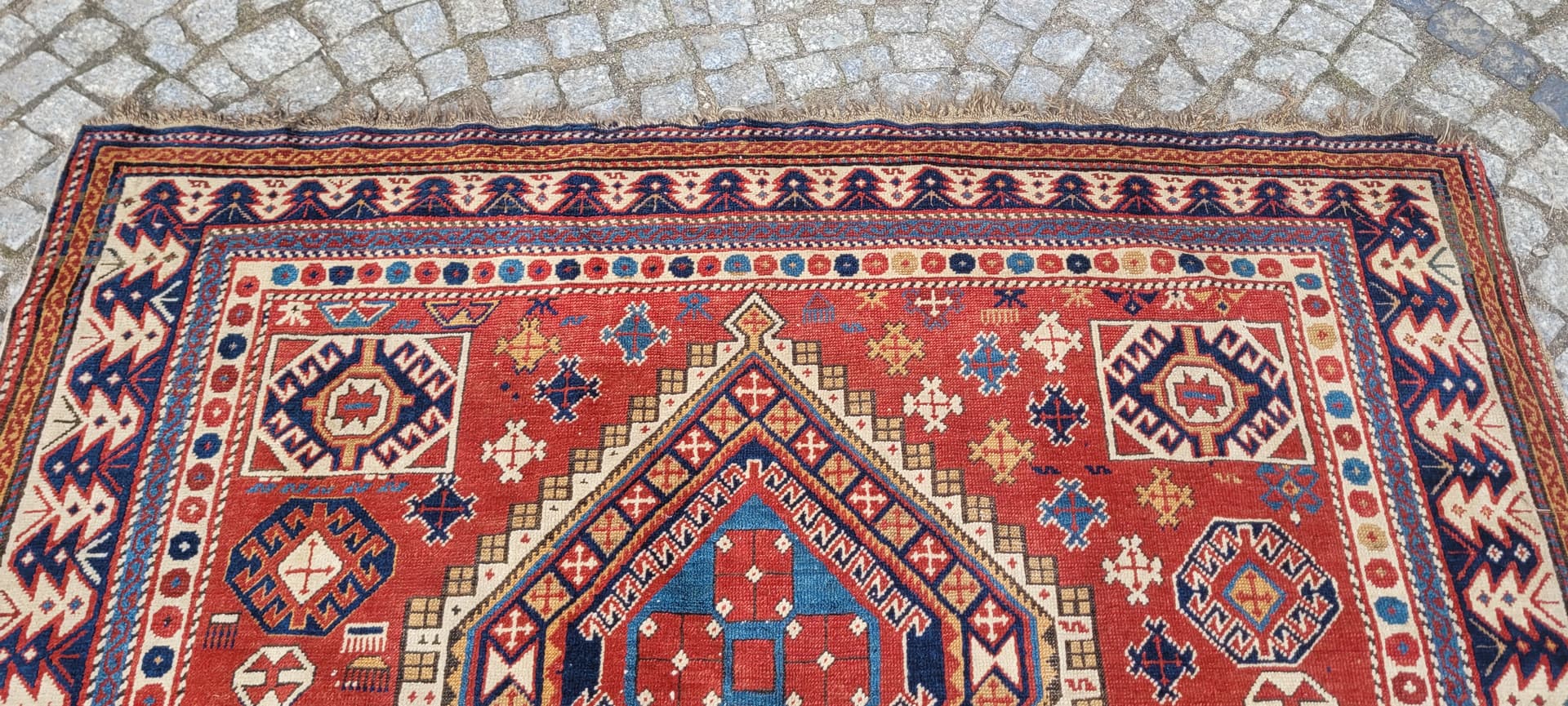 Dywan Kazak 160x310 cm, multikolor, wełna, Azerbejdżan, XIX w. - 242857