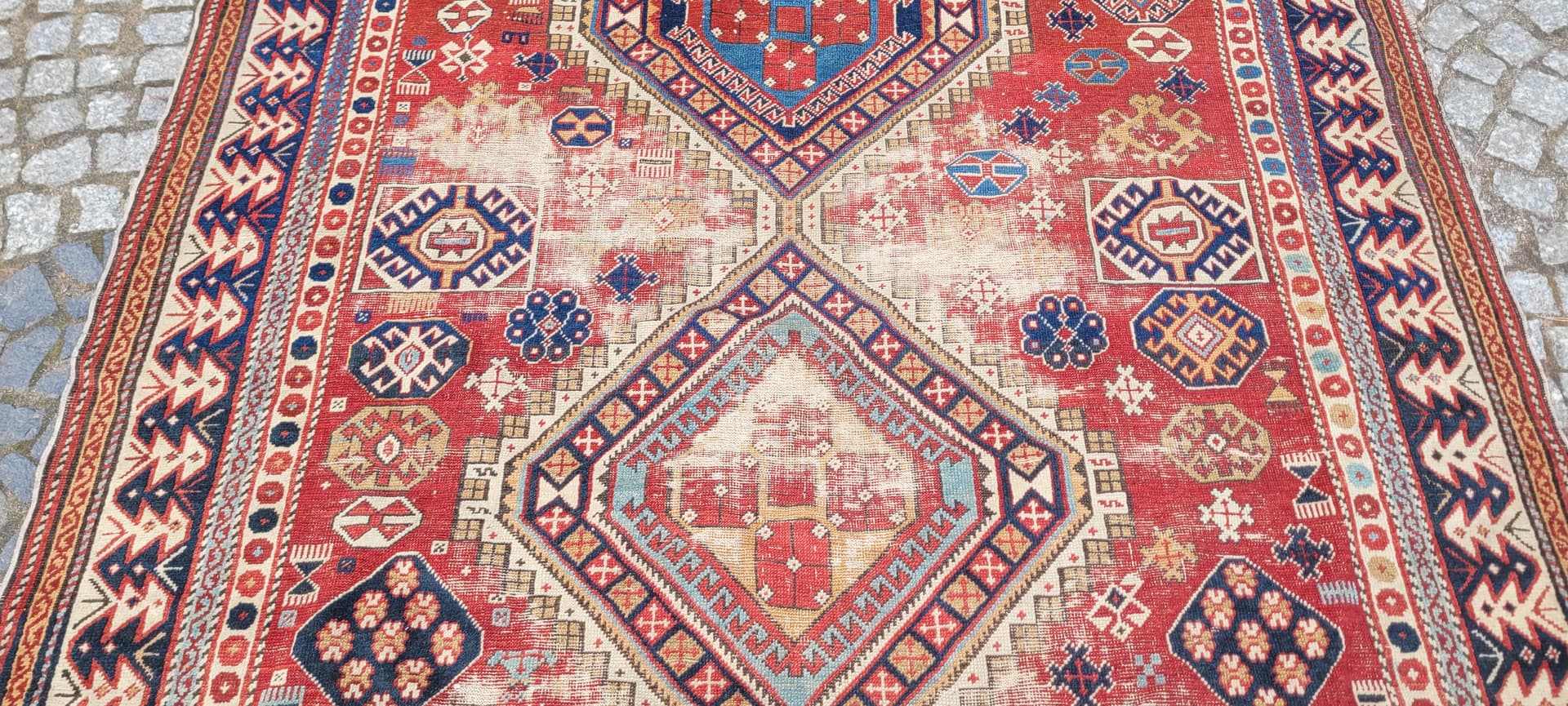 Dywan Kazak 160x310 cm, multikolor, wełna, Azerbejdżan, XIX w. - 242859