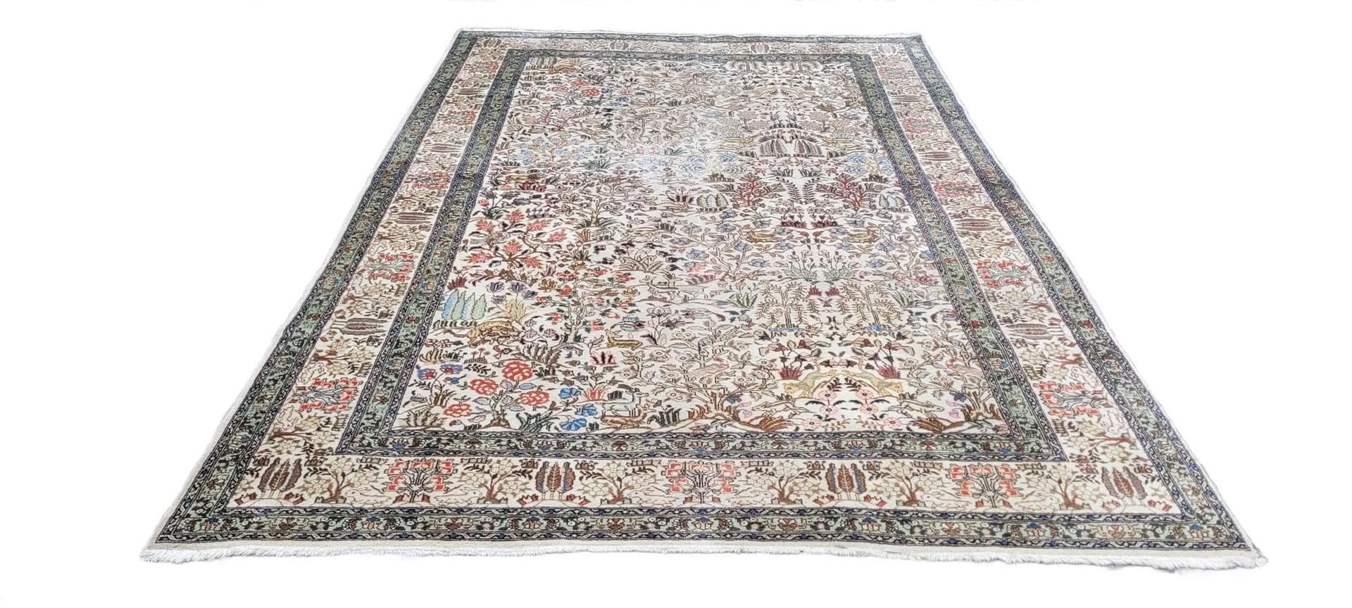 Dywan Tebriz 230x340 cm, beżowy, wełna, Iran, pocz. XX w.