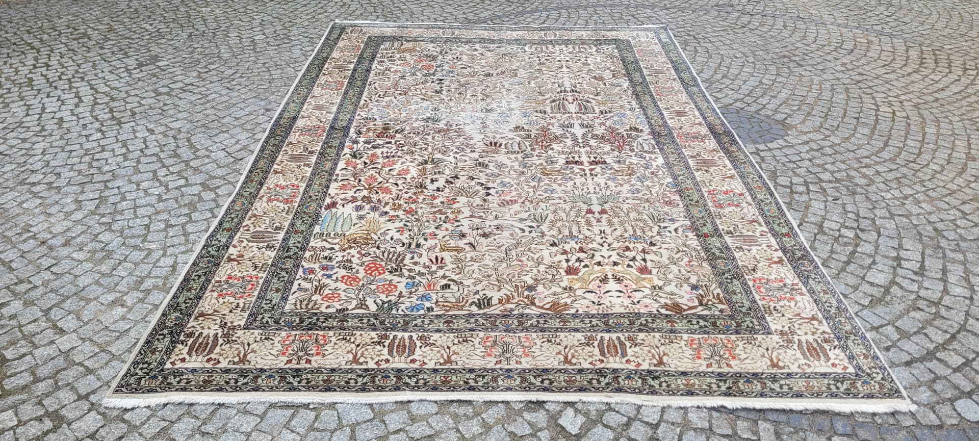 Dywan Tebriz 230x340 cm, beżowy, wełna, Iran, pocz. XX w. - 242915