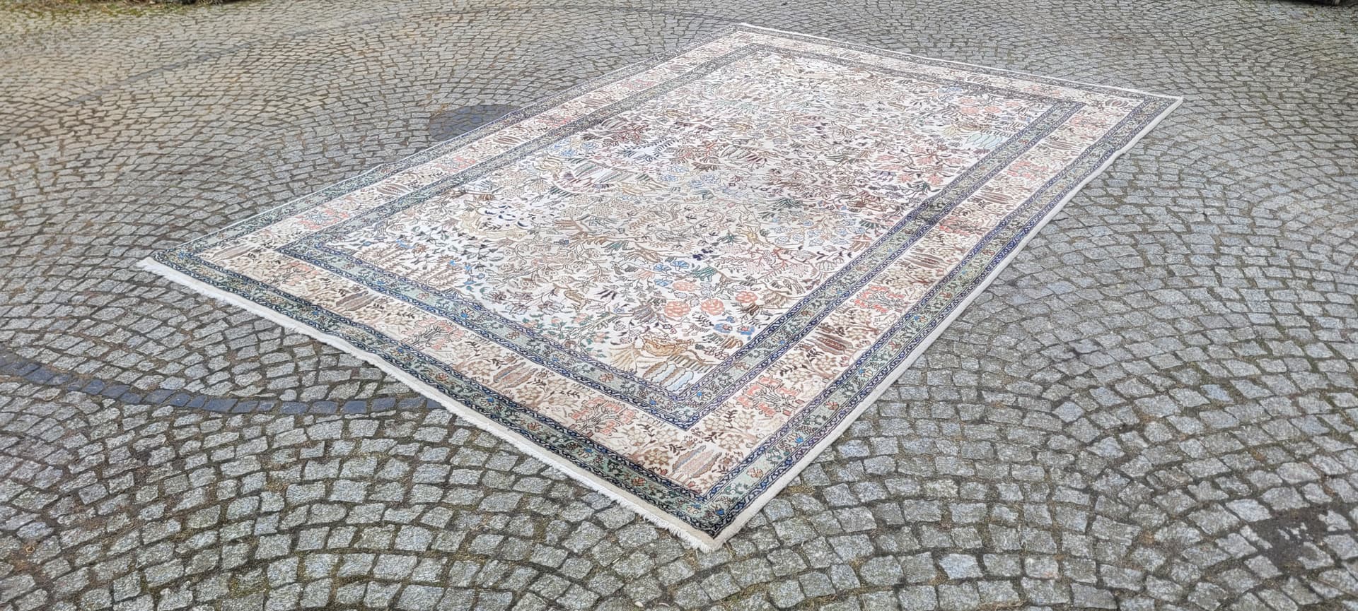 Dywan Tebriz 230x340 cm, beżowy, wełna, Iran, pocz. XX w. - 242927