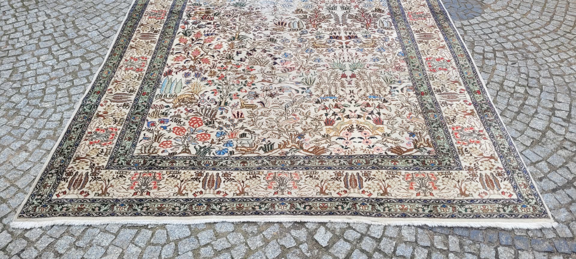 Dywan Tebriz 230x340 cm, beżowy, wełna, Iran, pocz. XX w. - 242929