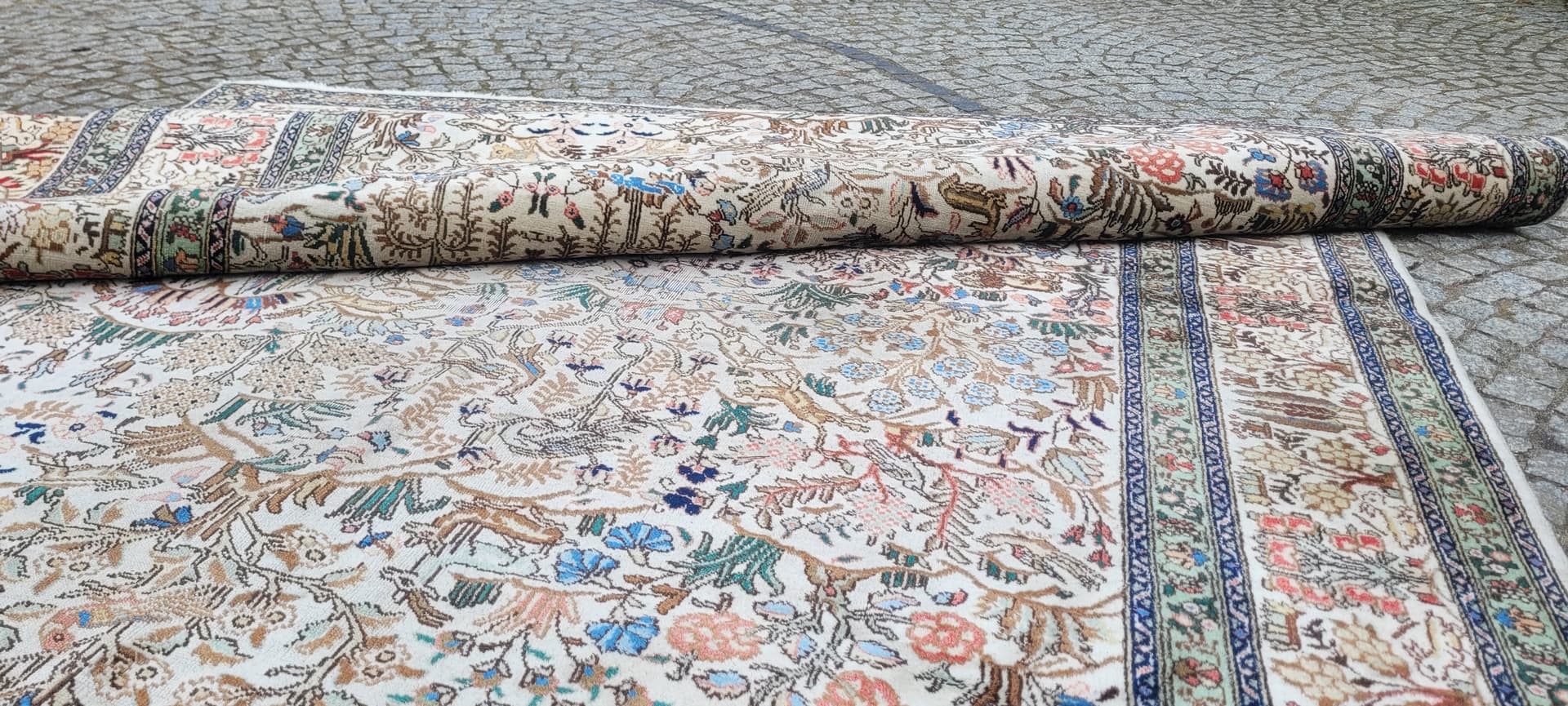 Dywan Tebriz 230x340 cm, beżowy, wełna, Iran, pocz. XX w. - 242921