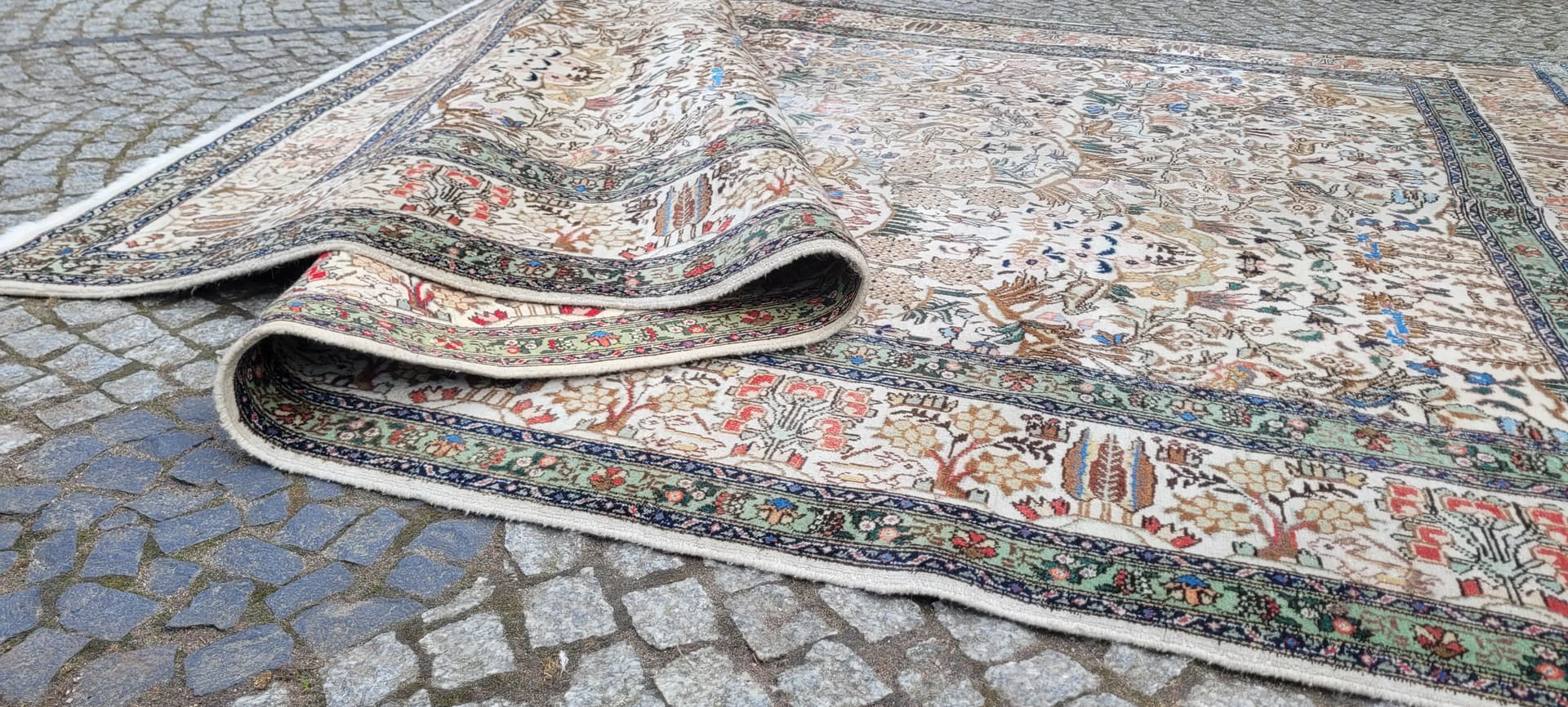 Dywan Tebriz 230x340 cm, beżowy, wełna, Iran, pocz. XX w. - 242924