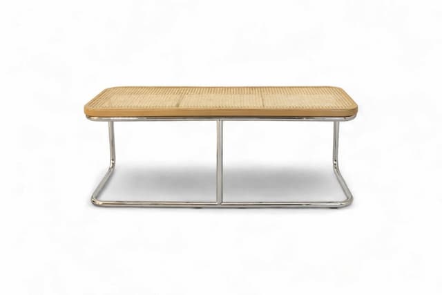 Ławka z giętej stali i plecionki wiedeńskiej wg proj. M. Breuer, Bauhaus - WYMIARY