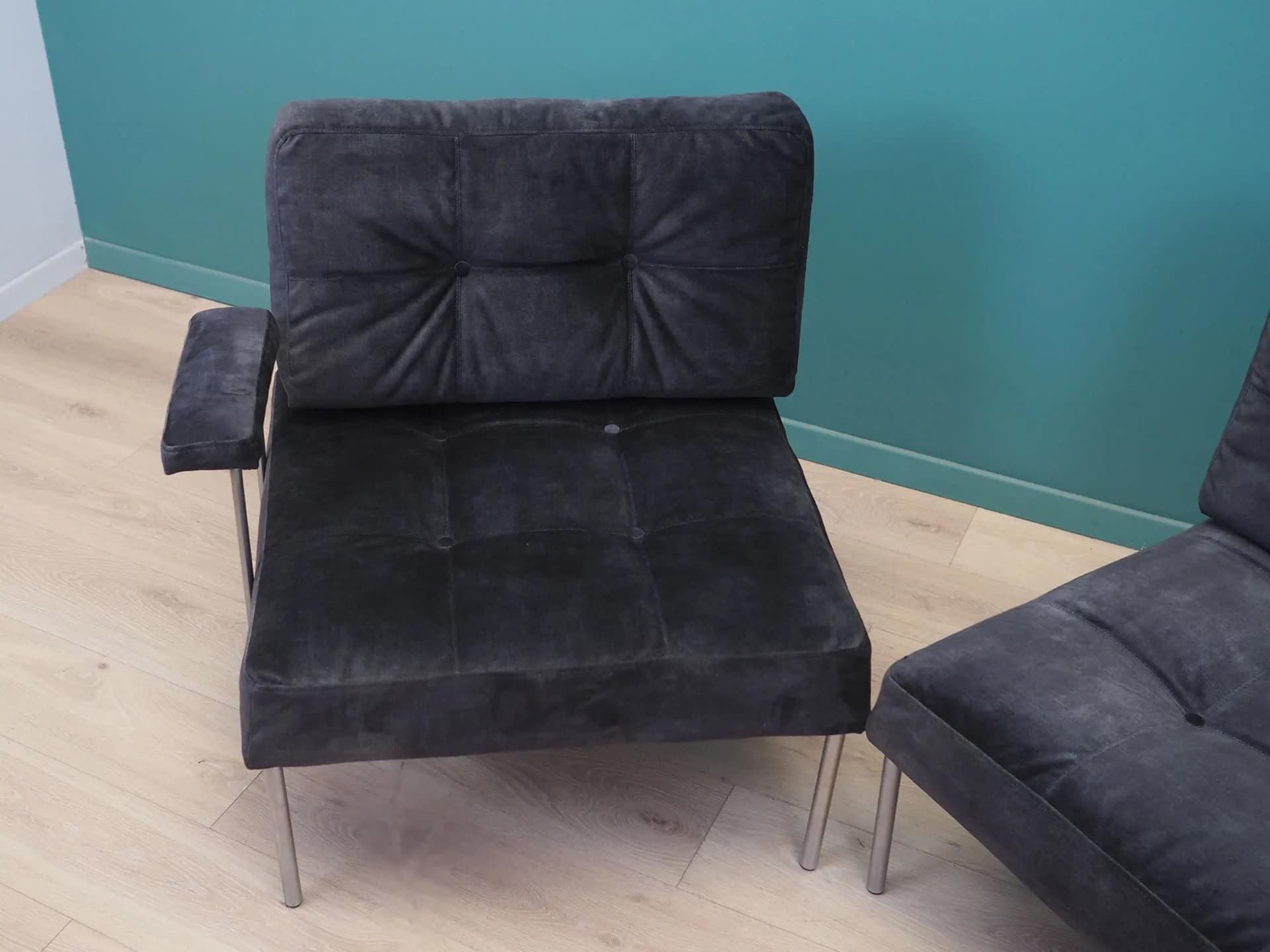 Sofa modułowa, velvet szary, chrom, proj. P. Cadovius, France & Son, Dania, lata 60. - 17877