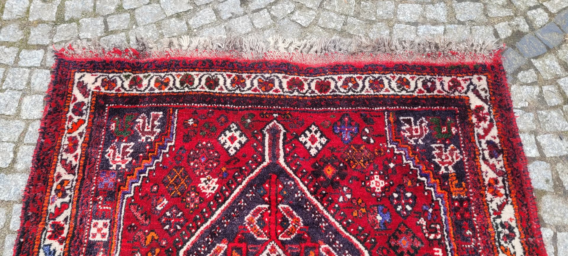 Dywan Kaszkaj, 117x162cm, czerwony, wełna, Iran, lata 60. - 243390