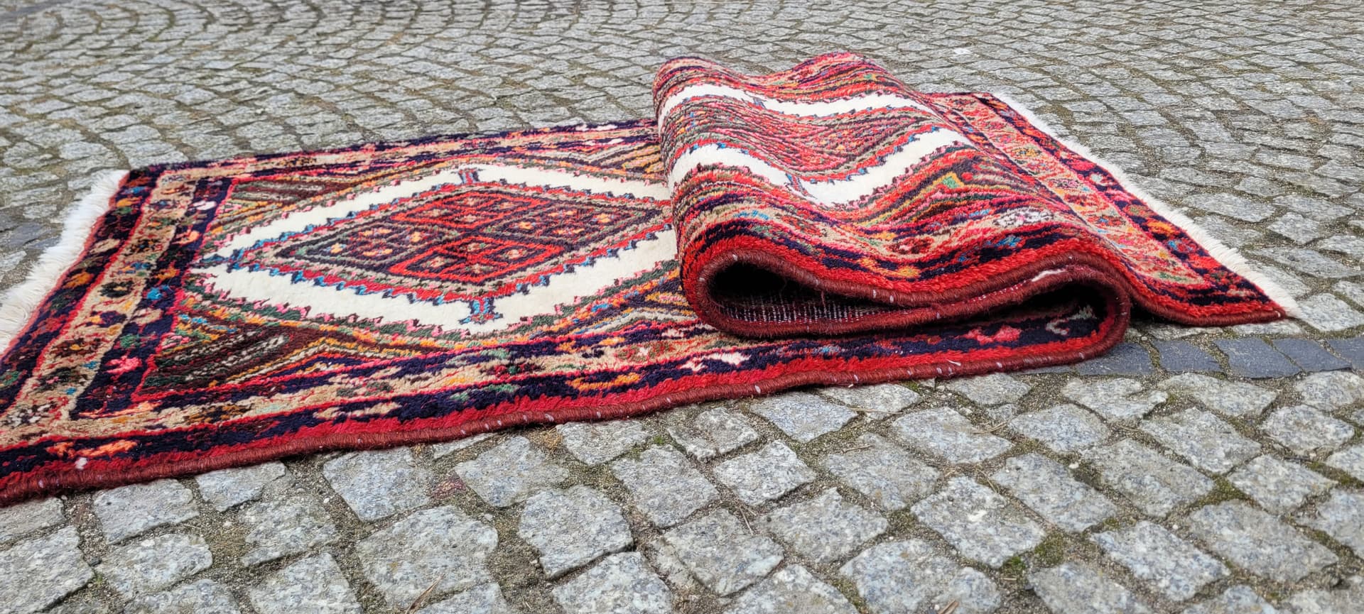 Chodnik Hamadan 80x200 cm, multikolor, wełna, Iran - 243414