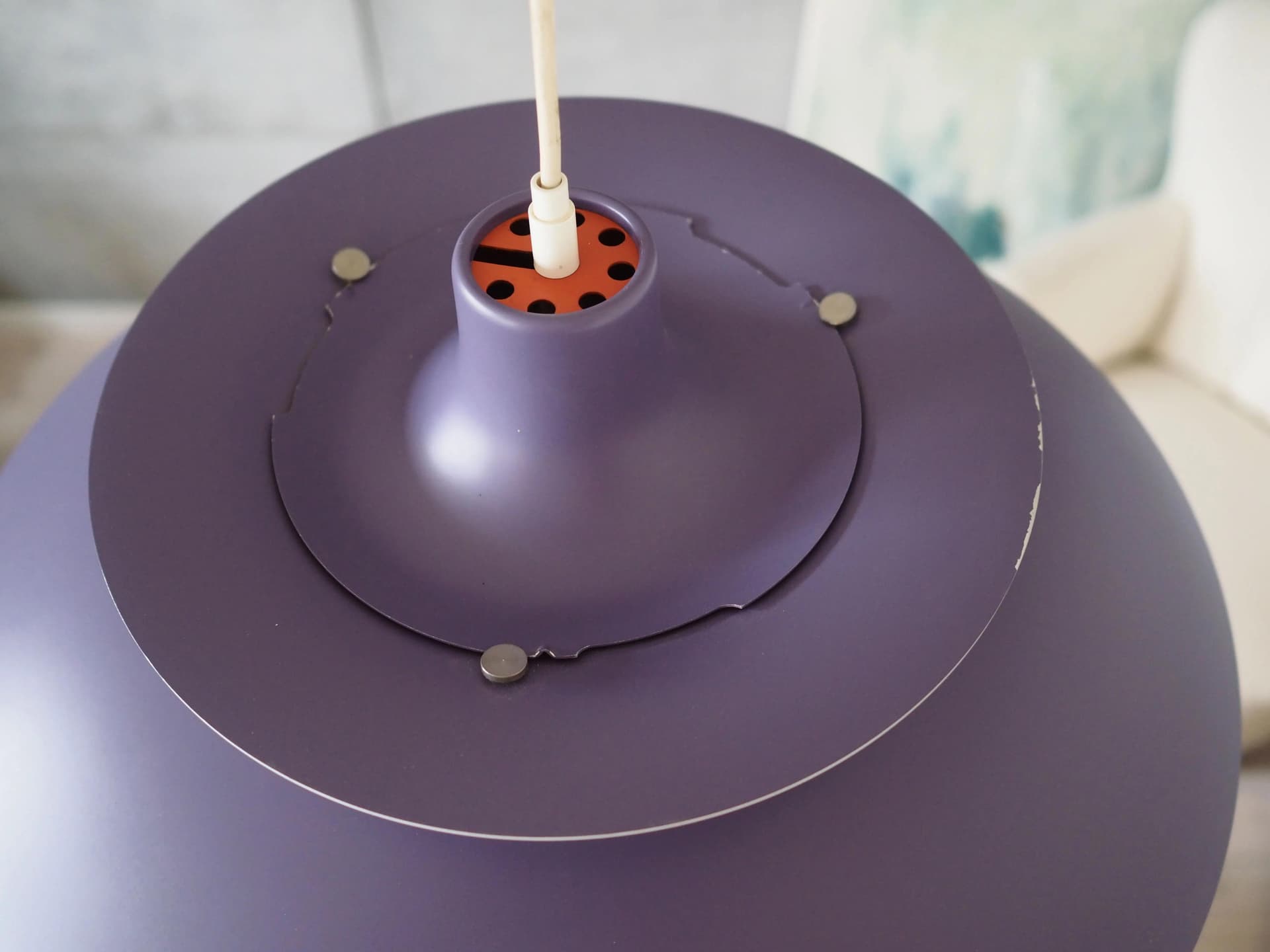 Lampa wisząca PH 5, metal fioletowy, proj. P. Henningsen, Louis Poulsen, Dania, lata 70. - 17868