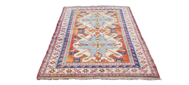 Rug Kazak 195x140 cm, multicolor wool, Turkey, 1970s. - DIMENSION