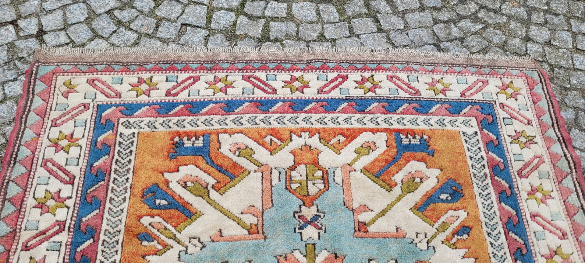 Rug Kazak 195x140 cm, multicolor wool, Turkey, 1970s. - 243541