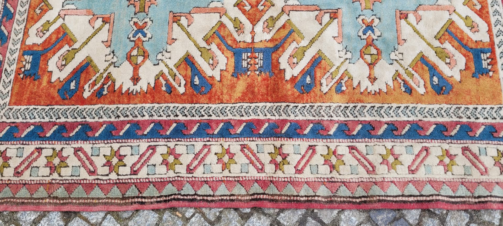 Rug Kazak 195x140 cm, multicolor wool, Turkey, 1970s. - 243538