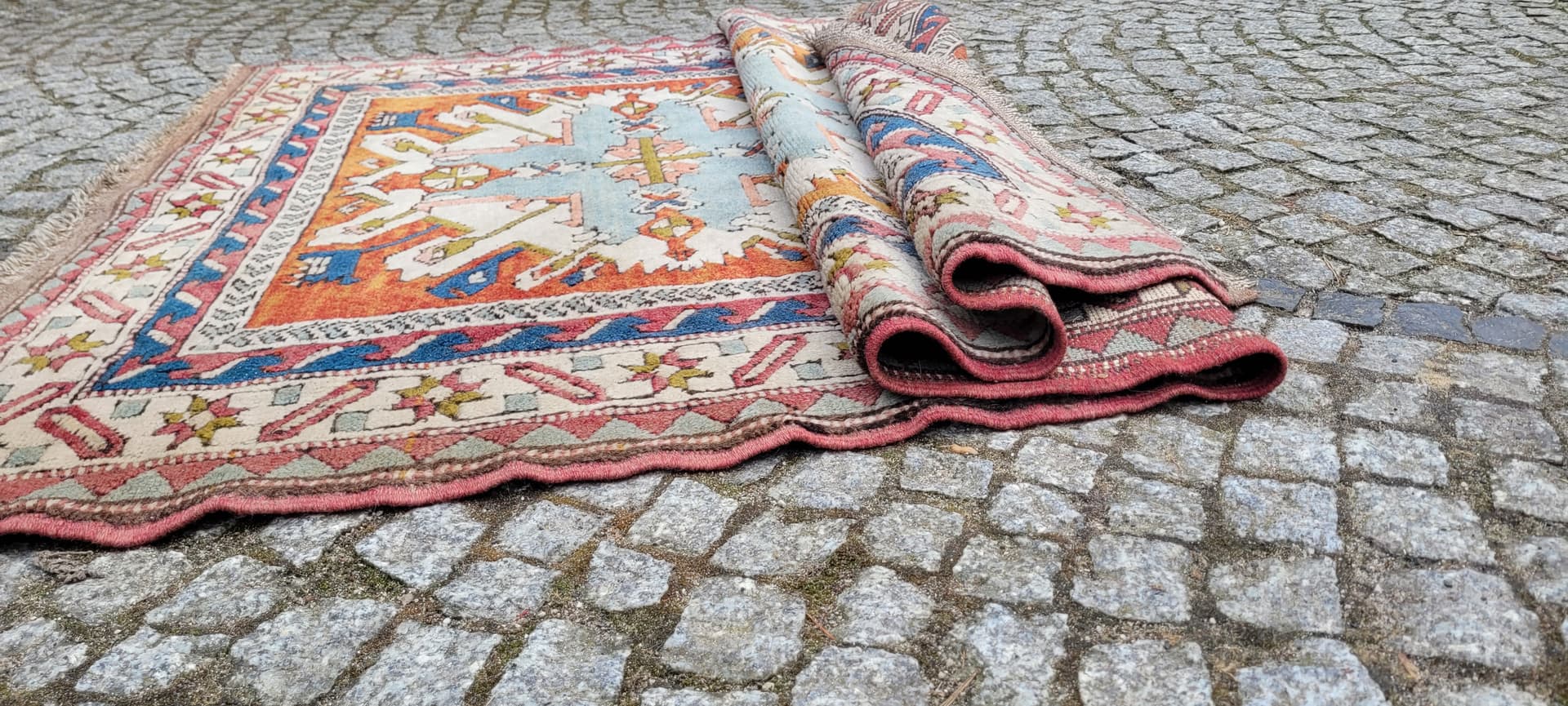 Rug Kazak 195x140 cm, multicolor wool, Turkey, 1970s. - 243539