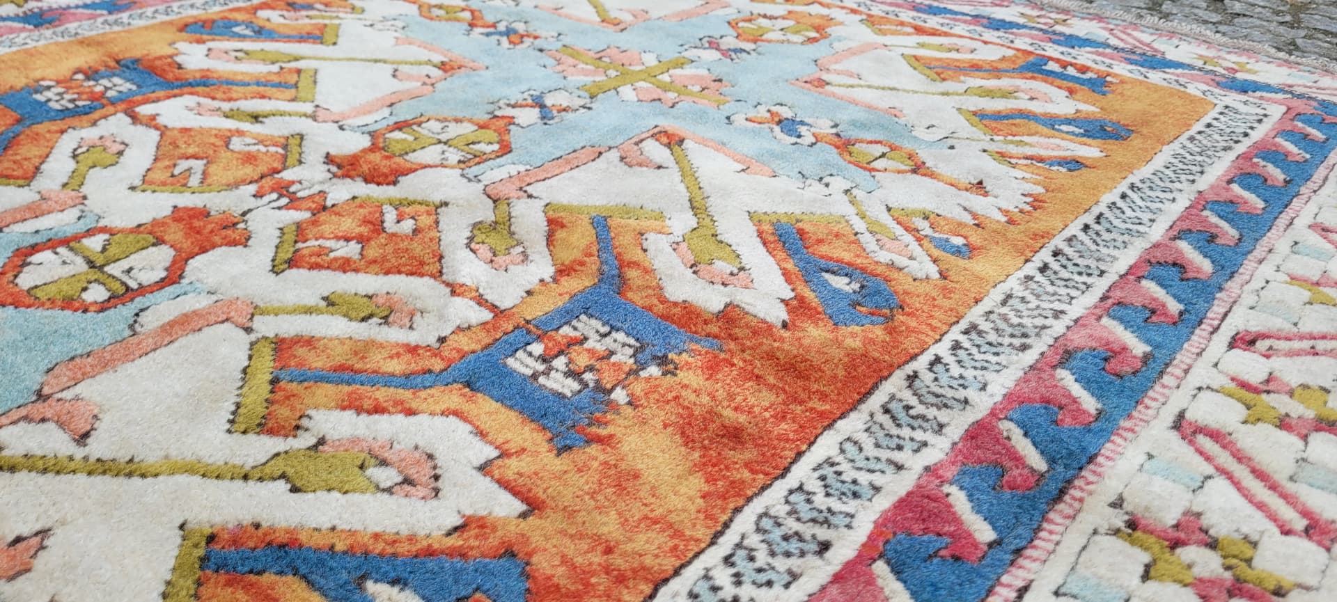 Rug Kazak 195x140 cm, multicolor wool, Turkey, 1970s. - 243530