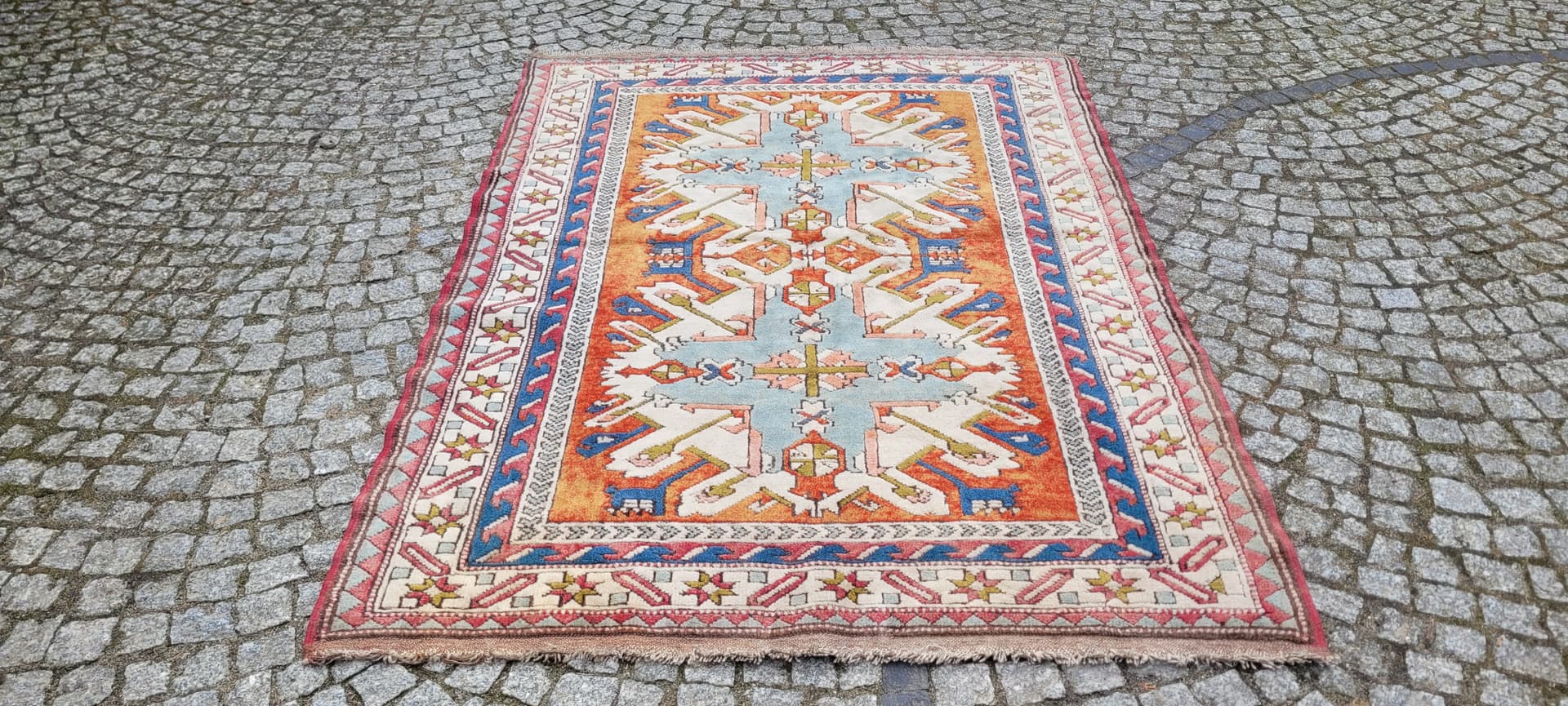 Rug Kazak 195x140 cm, multicolor wool, Turkey, 1970s. - 243529