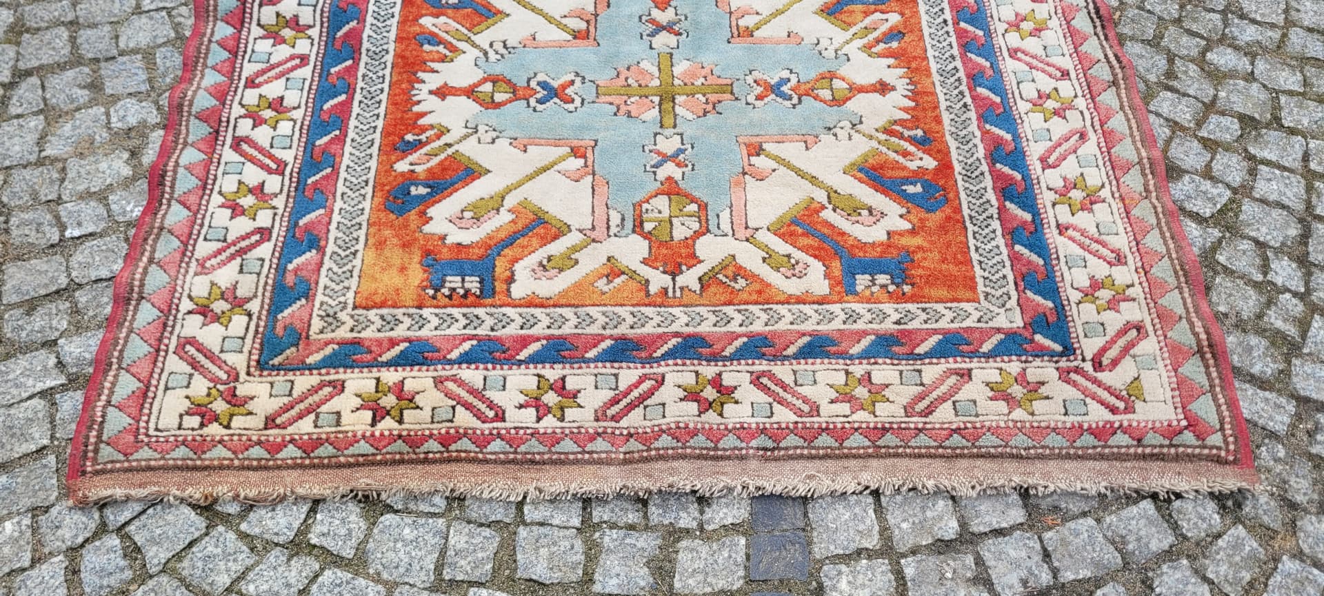 Rug Kazak 195x140 cm, multicolor wool, Turkey, 1970s. - 243543
