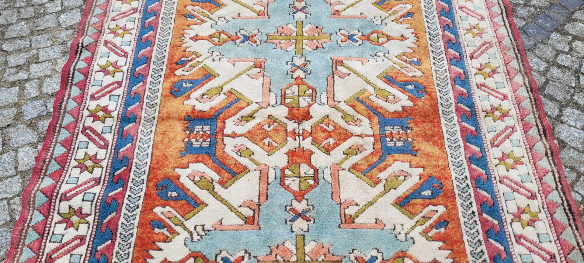 Rug Kazak 195x140 cm, multicolor wool, Turkey, 1970s. - 243537