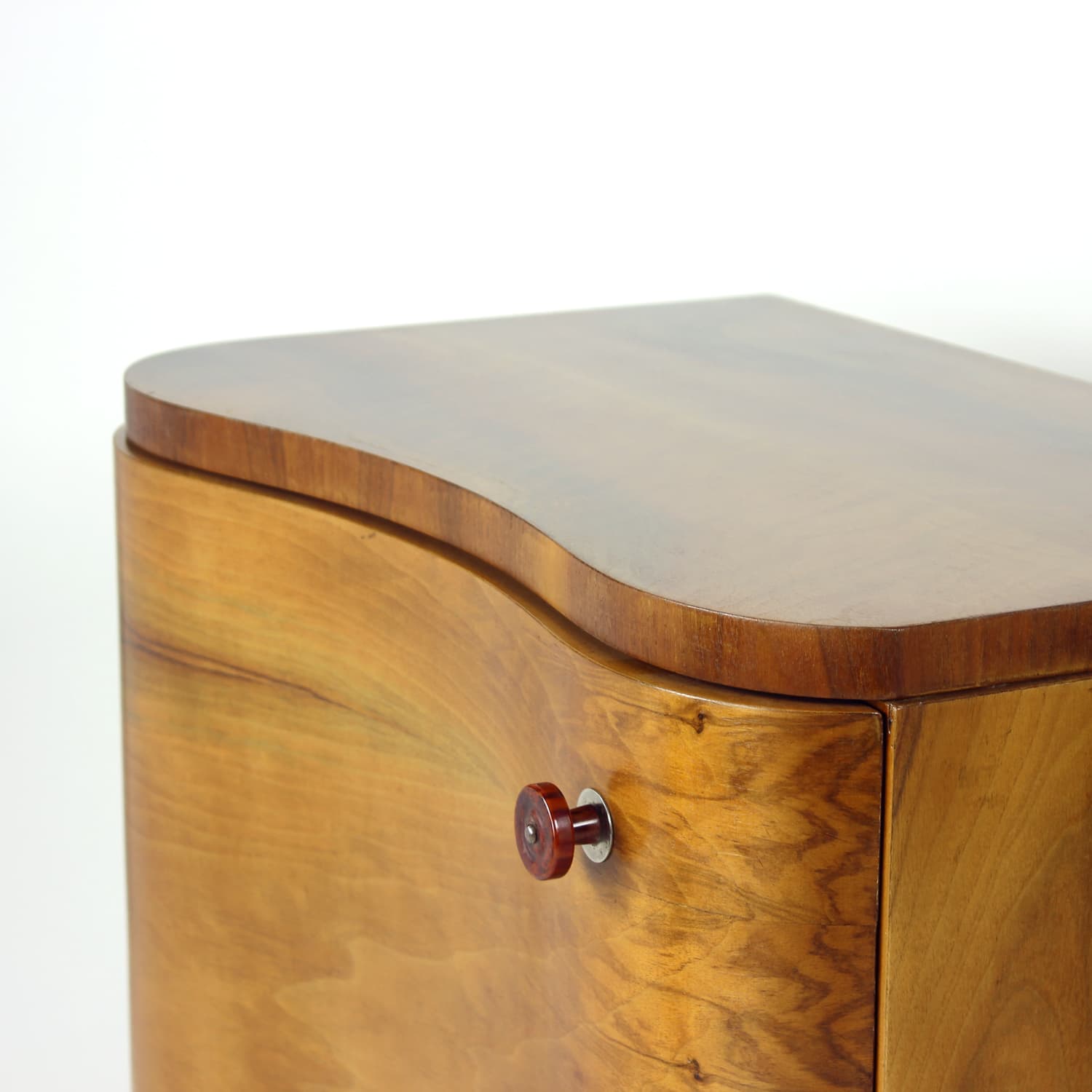 Para szafek nocnych Art Deco, orzech brązowy, proj. J. Halabala, UP Závody, Czechy, lata 30. - 243558