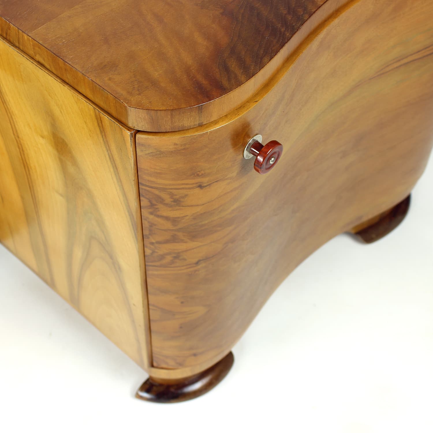 Para szafek nocnych Art Deco, orzech brązowy, proj. J. Halabala, UP Závody, Czechy, lata 30. - 243564