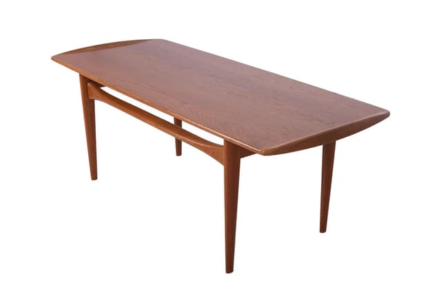 Stolik kawowy FD503, teak brązowy, proj. E. Kindt Larsen, T. Kindt Larsen, Dania, lata 60. - WYMIARY